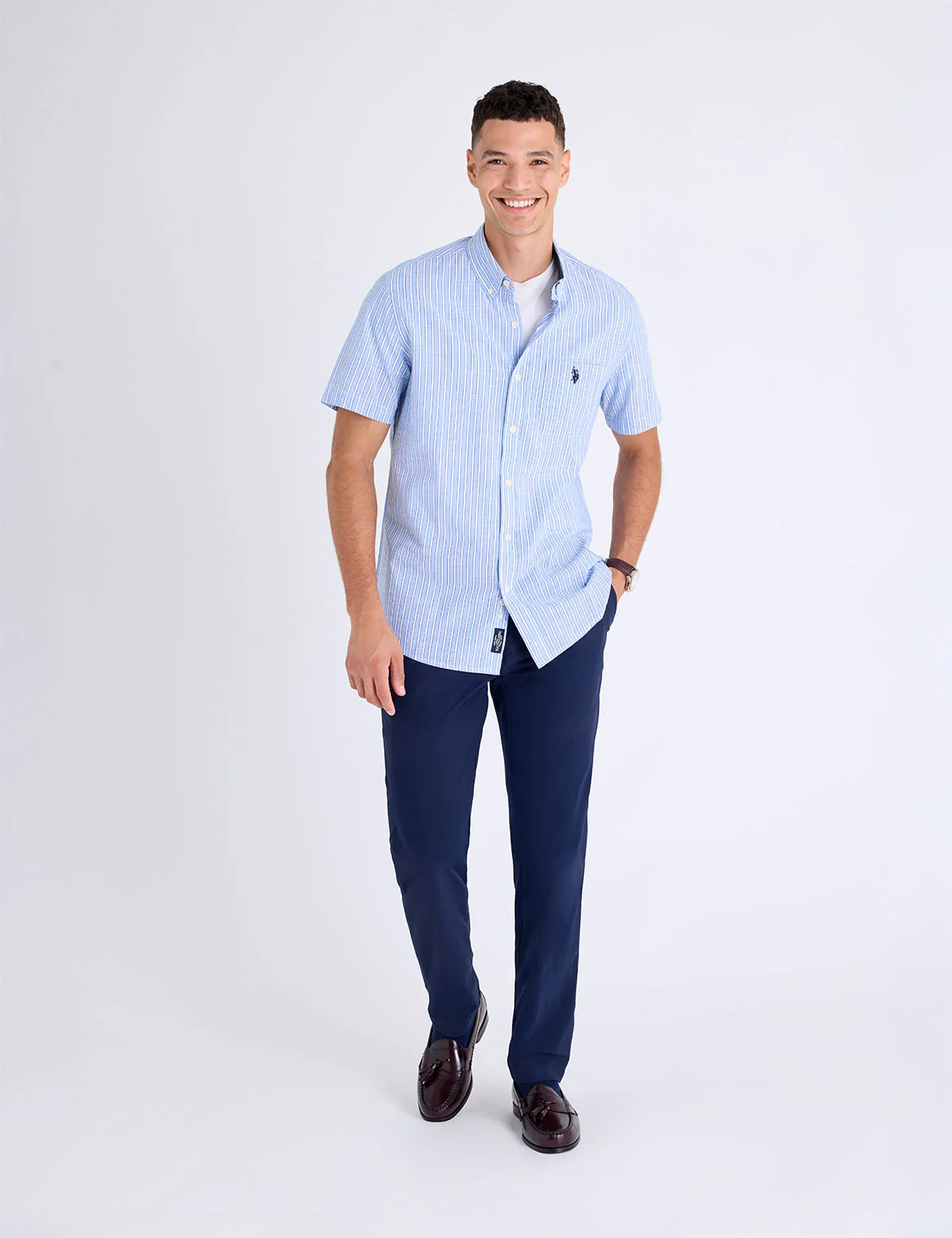 SHORT SLEEVE VERTICAL STRIPE SLUB POPLIN SHIRT - Image 3