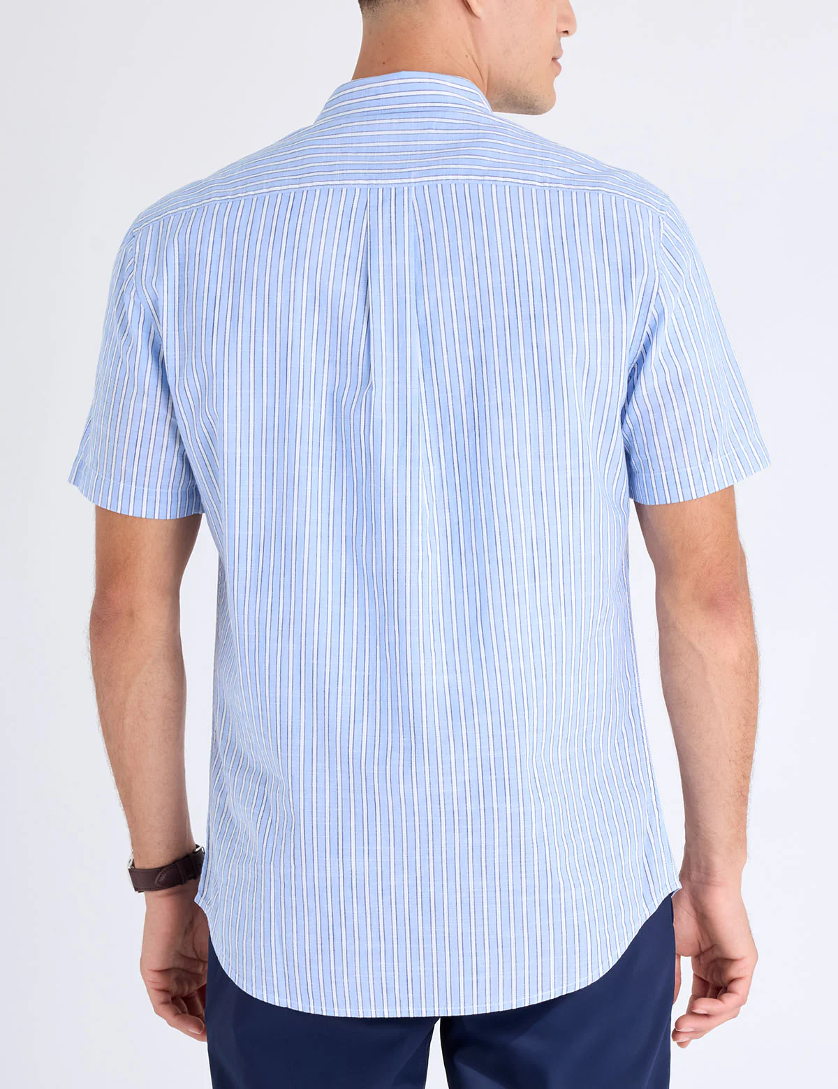 SHORT SLEEVE VERTICAL STRIPE SLUB POPLIN SHIRT - Image 4