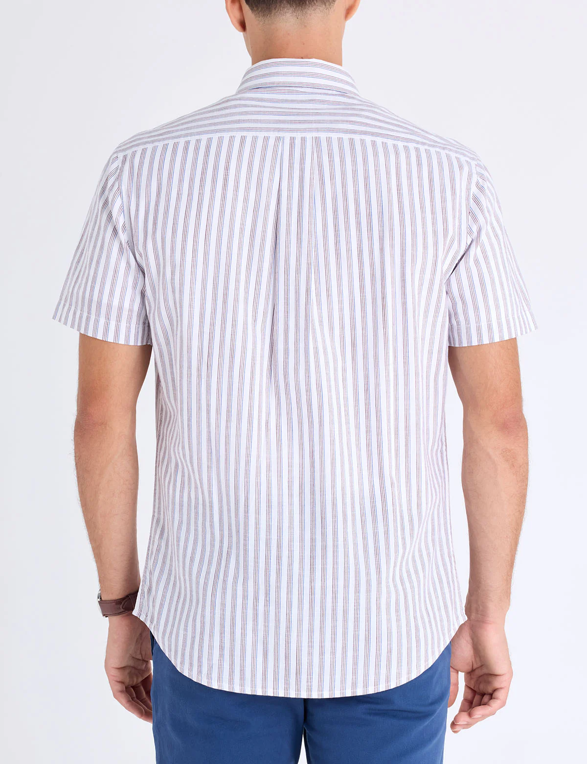 SHORT SLEEVE VERTICAL STRIPE SLUB POPLIN SHIRT - Image 4