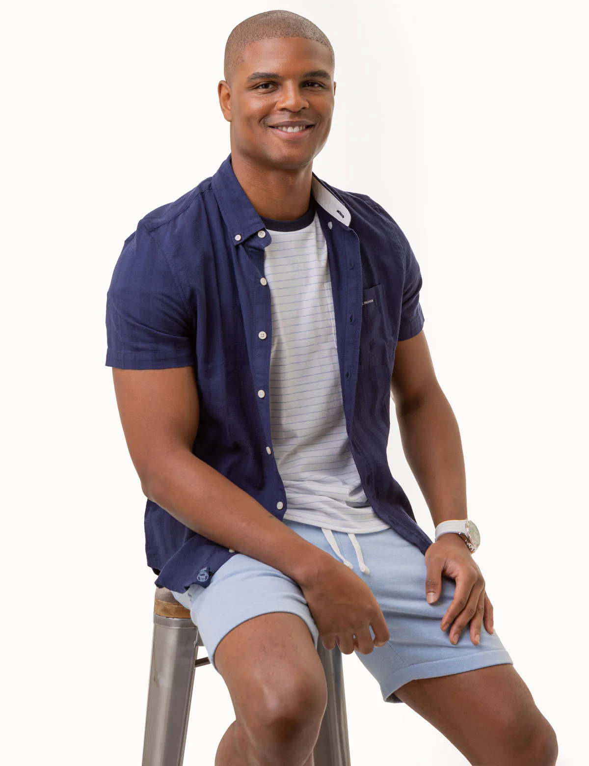 SHORT SLEEVE YARN DYE DOBBY WOVEN SHIRT - Image 6