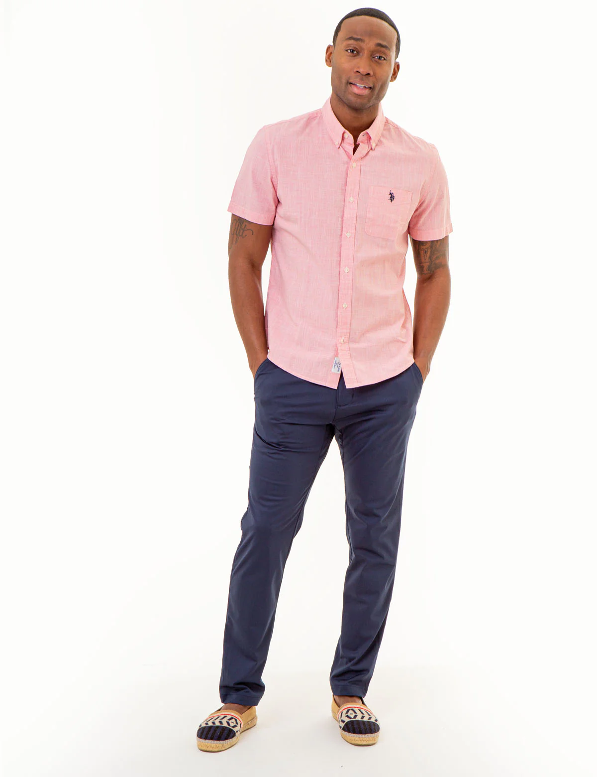 SHORT SLEEVE YARN DYE HOUNDSTOOTH WOVEN SHIRT - Image 2