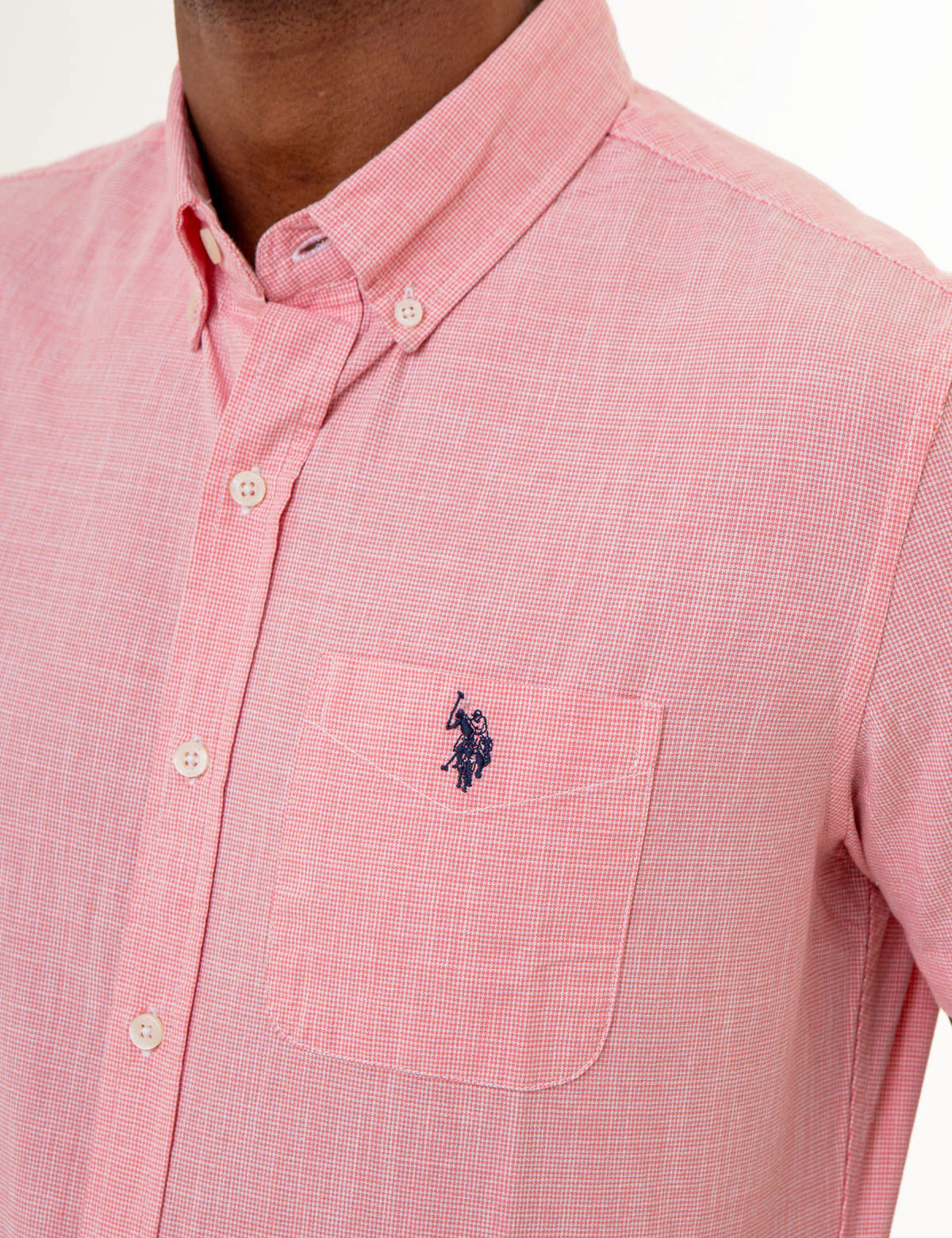 SHORT SLEEVE YARN DYE HOUNDSTOOTH WOVEN SHIRT - Image 3