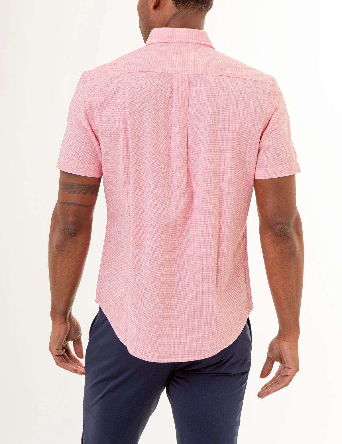 SHORT SLEEVE YARN DYE HOUNDSTOOTH WOVEN SHIRT - Image 4