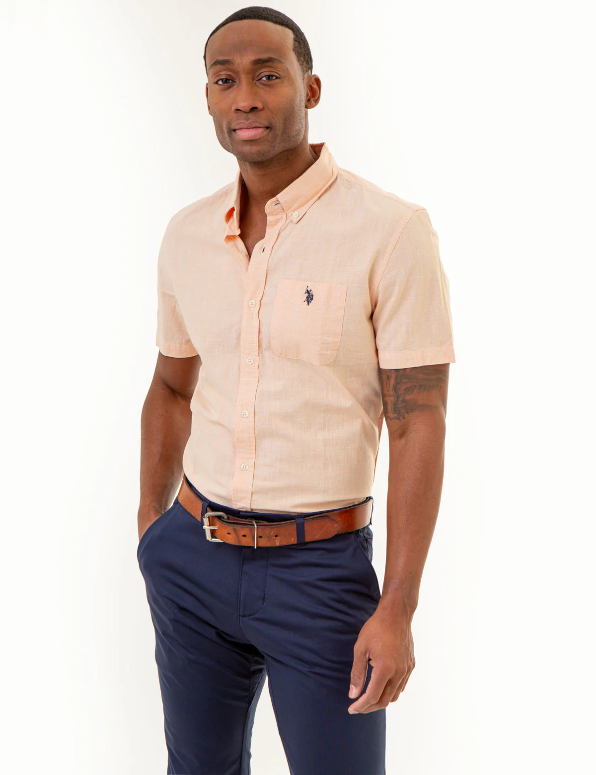 SHORT SLEEVE YARN DYE HOUNDSTOOTH WOVEN SHIRT - Image 5