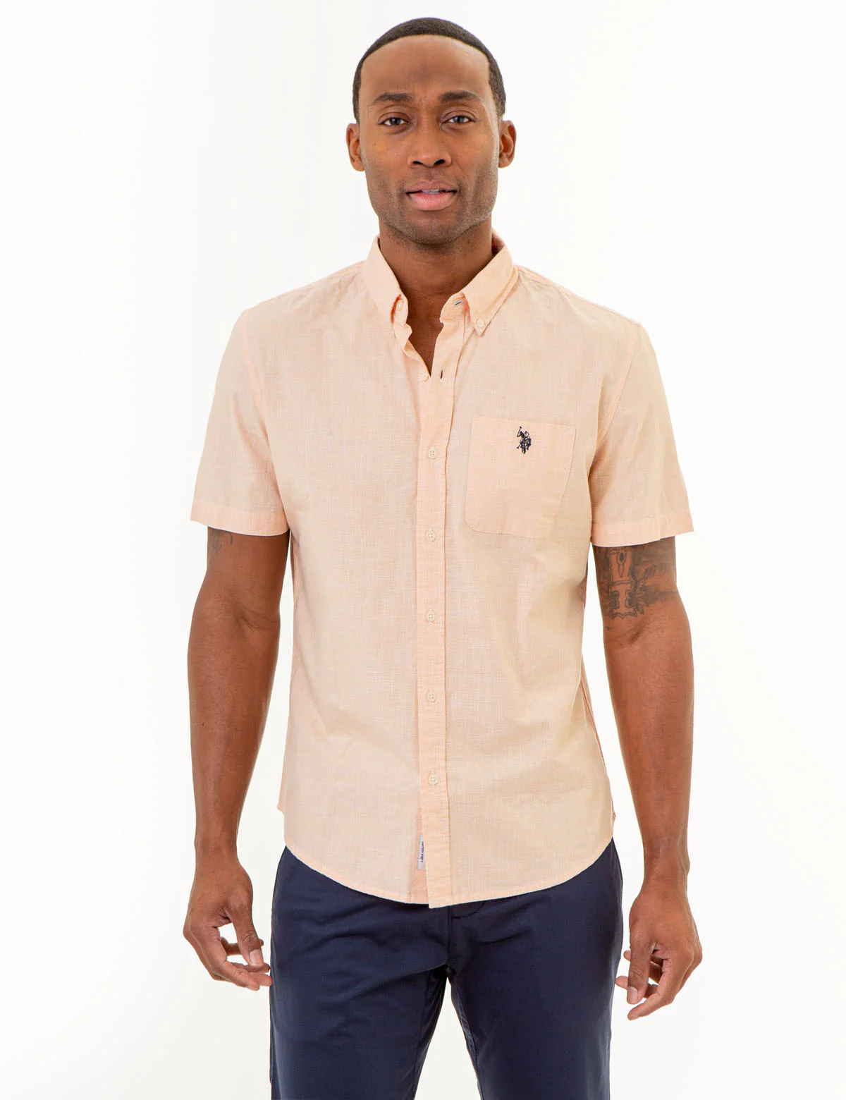 SHORT SLEEVE YARN DYE HOUNDSTOOTH WOVEN SHIRT - Image 7