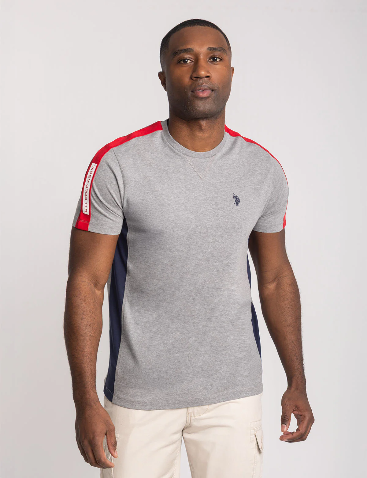 SHOULDER TRICOT TAPE JERSEY COLOR BLOCK T-SHIRT