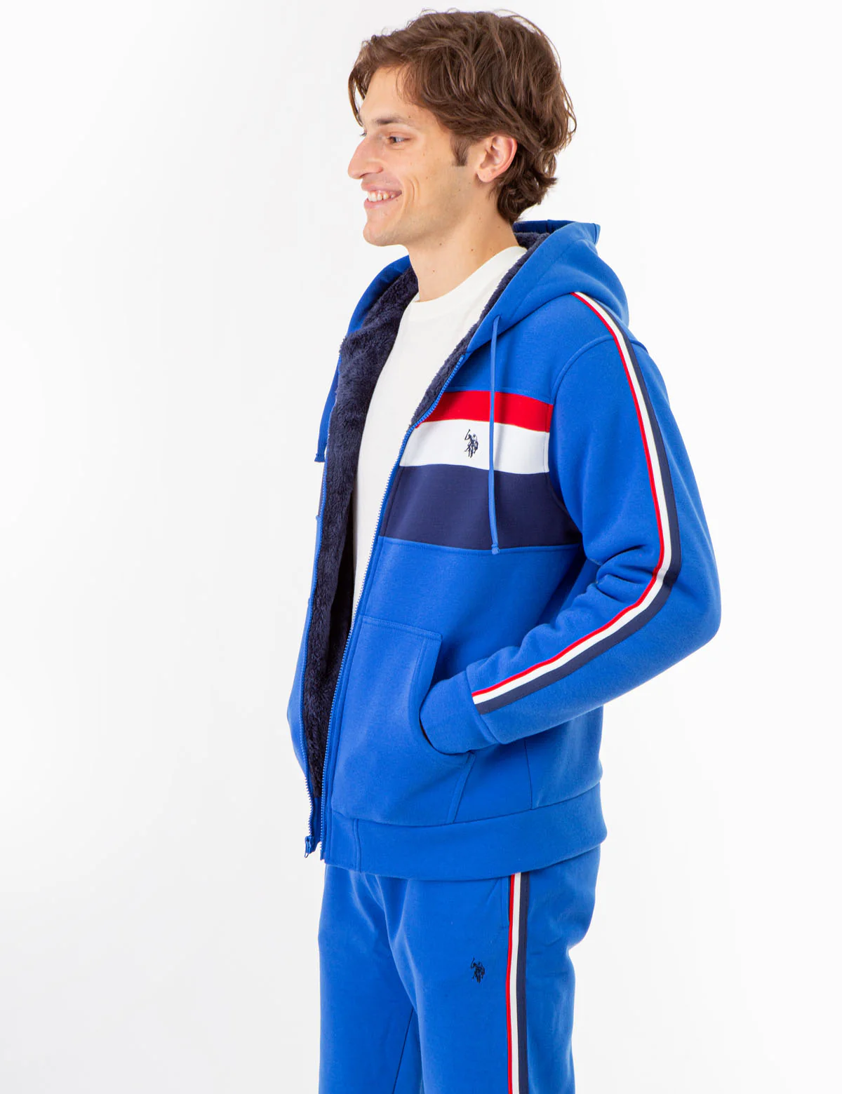 SIGNATURE STRIPE COLORBLOCK SHERPA HOODIE - Image 3