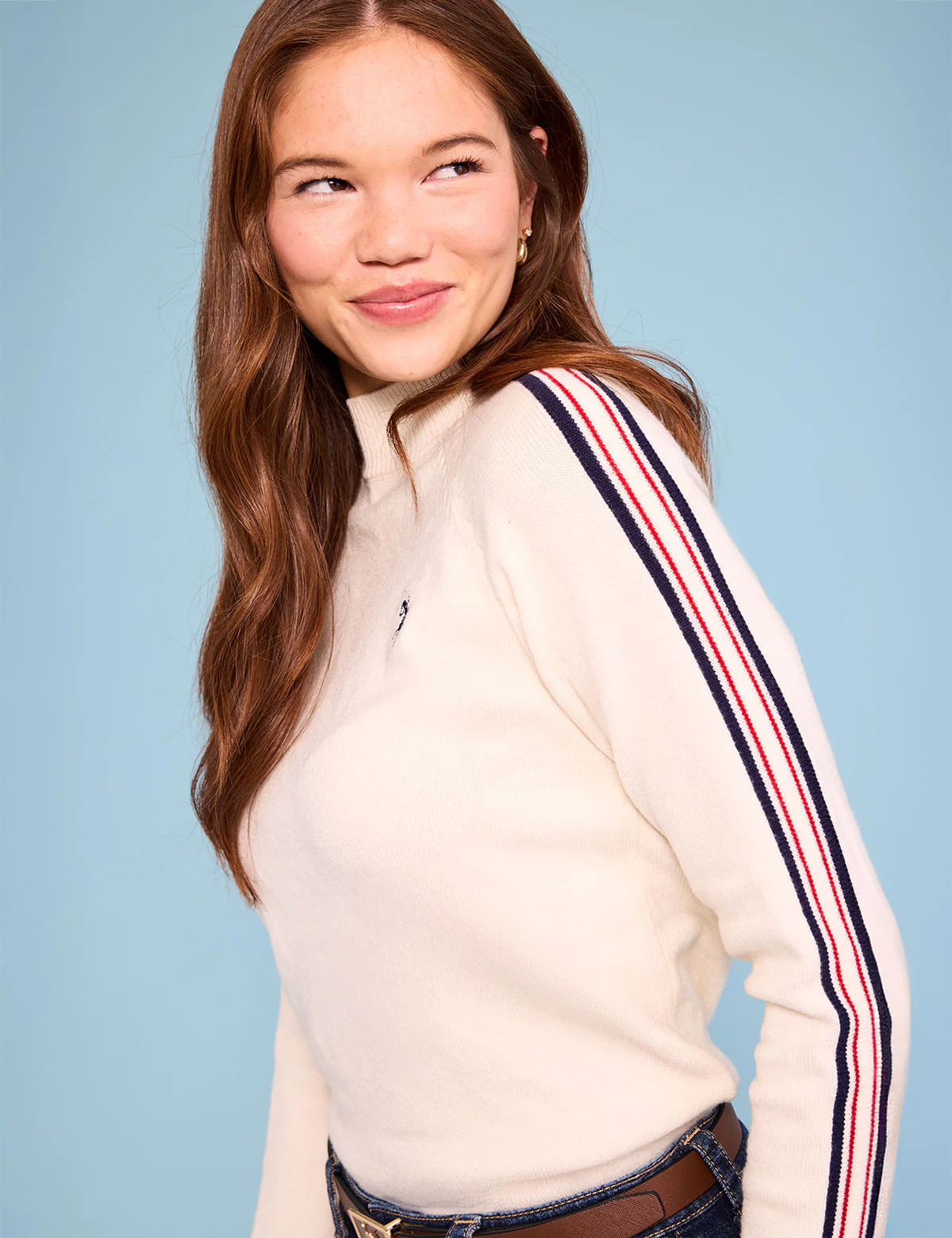 SIGNATURE STRIPE RAGLAN MOCK NECK SWEATER - Image 2