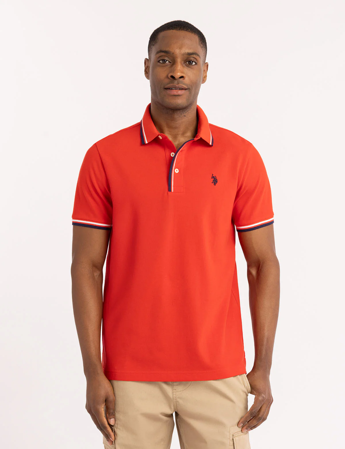 SIGNATURE STRIPE RIB TIPPED TRIM POLO SHIRT