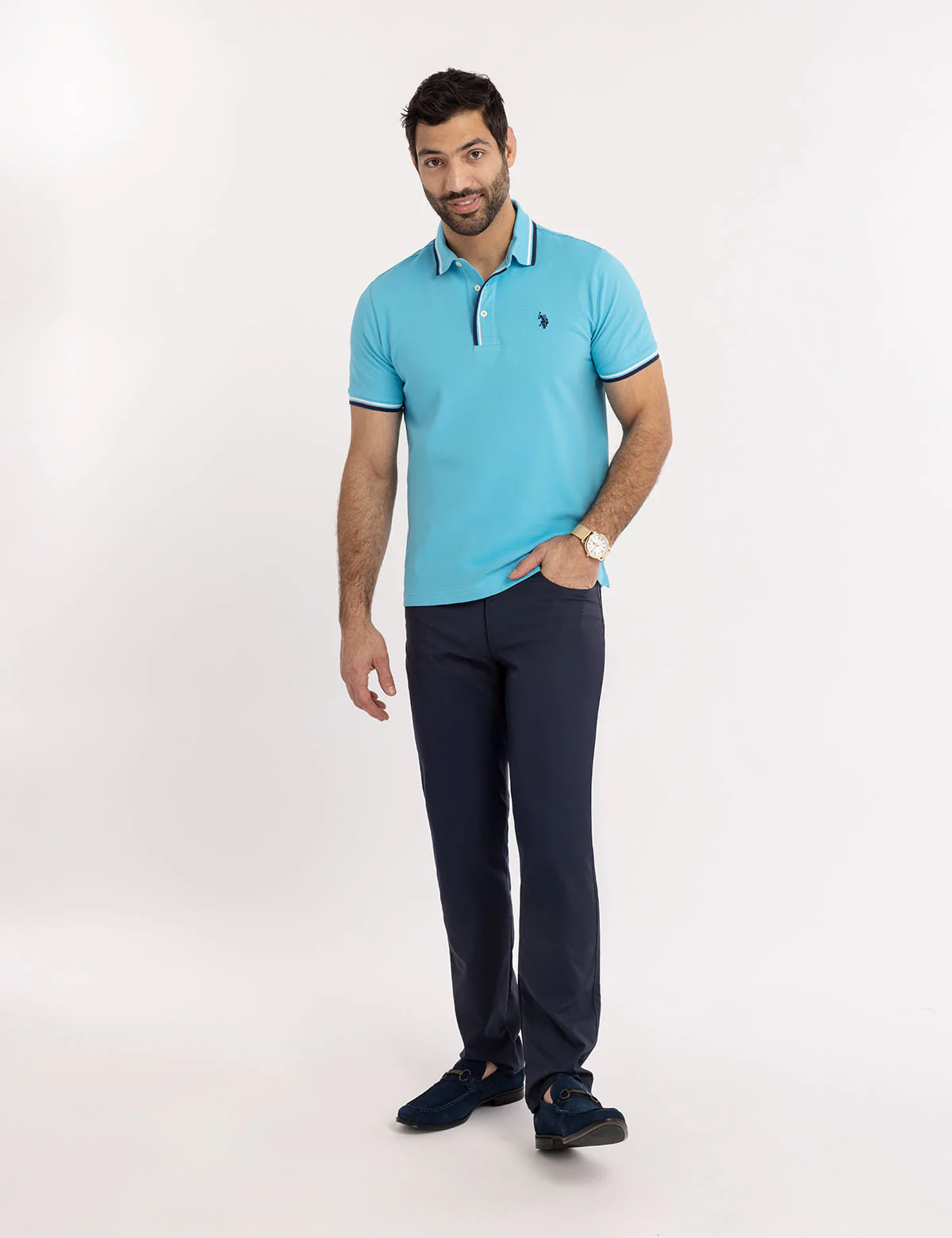 SIGNATURE STRIPE RIB TIPPED TRIM POLO SHIRT - Image 7