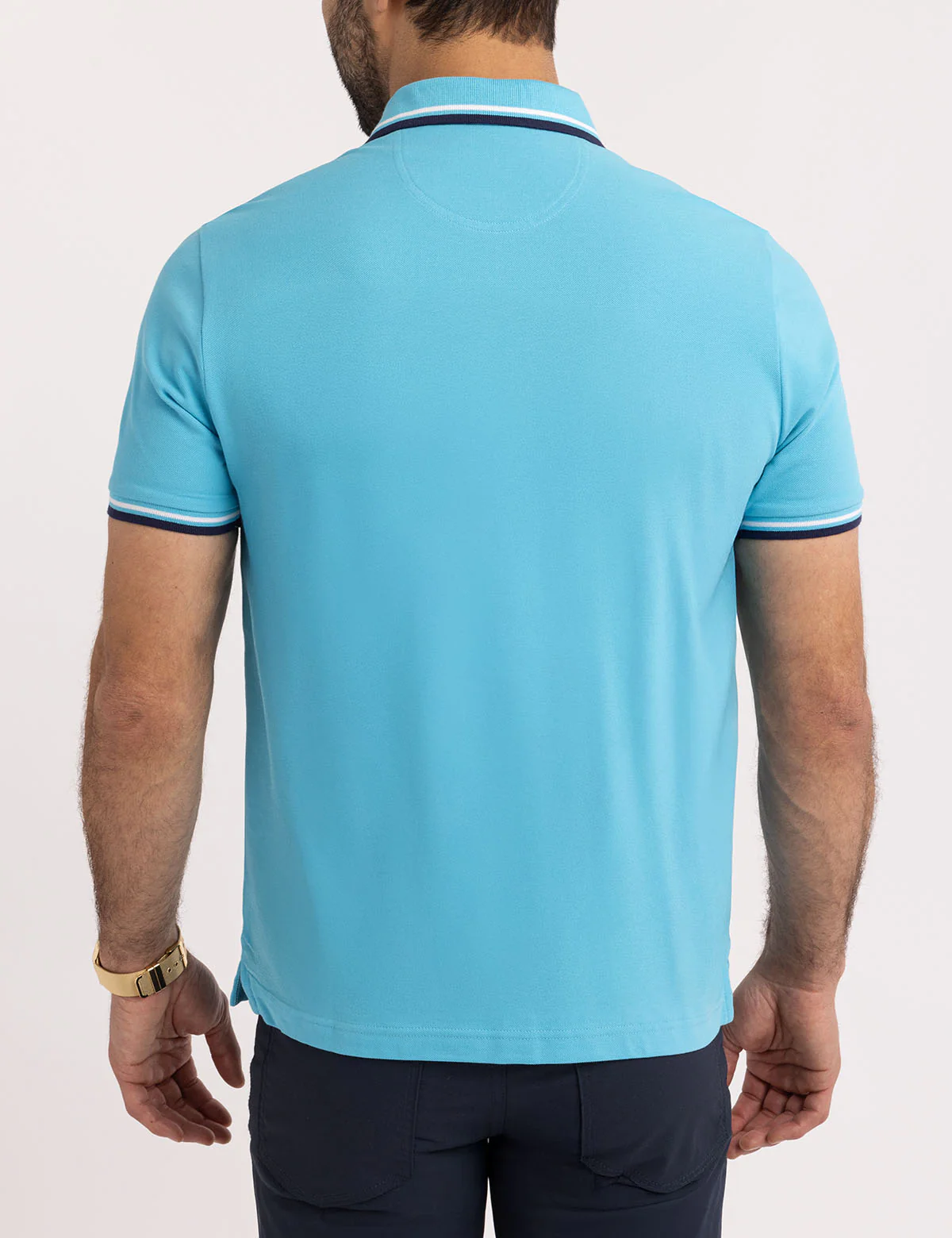 SIGNATURE STRIPE RIB TIPPED TRIM POLO SHIRT - Image 8