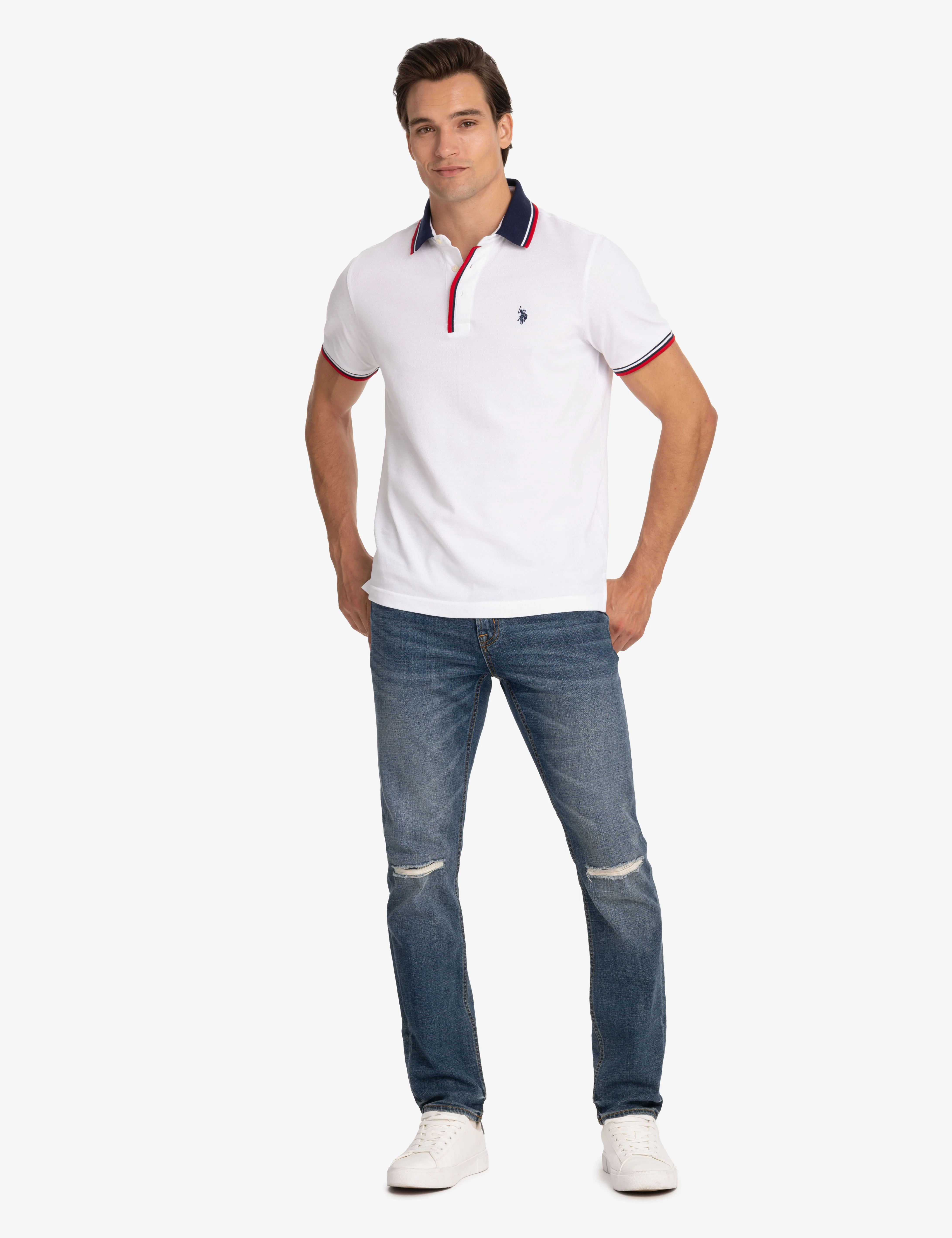 SIGNATURE STRIPE RIB TIPPED TRIM POLO SHIRT - Image 3