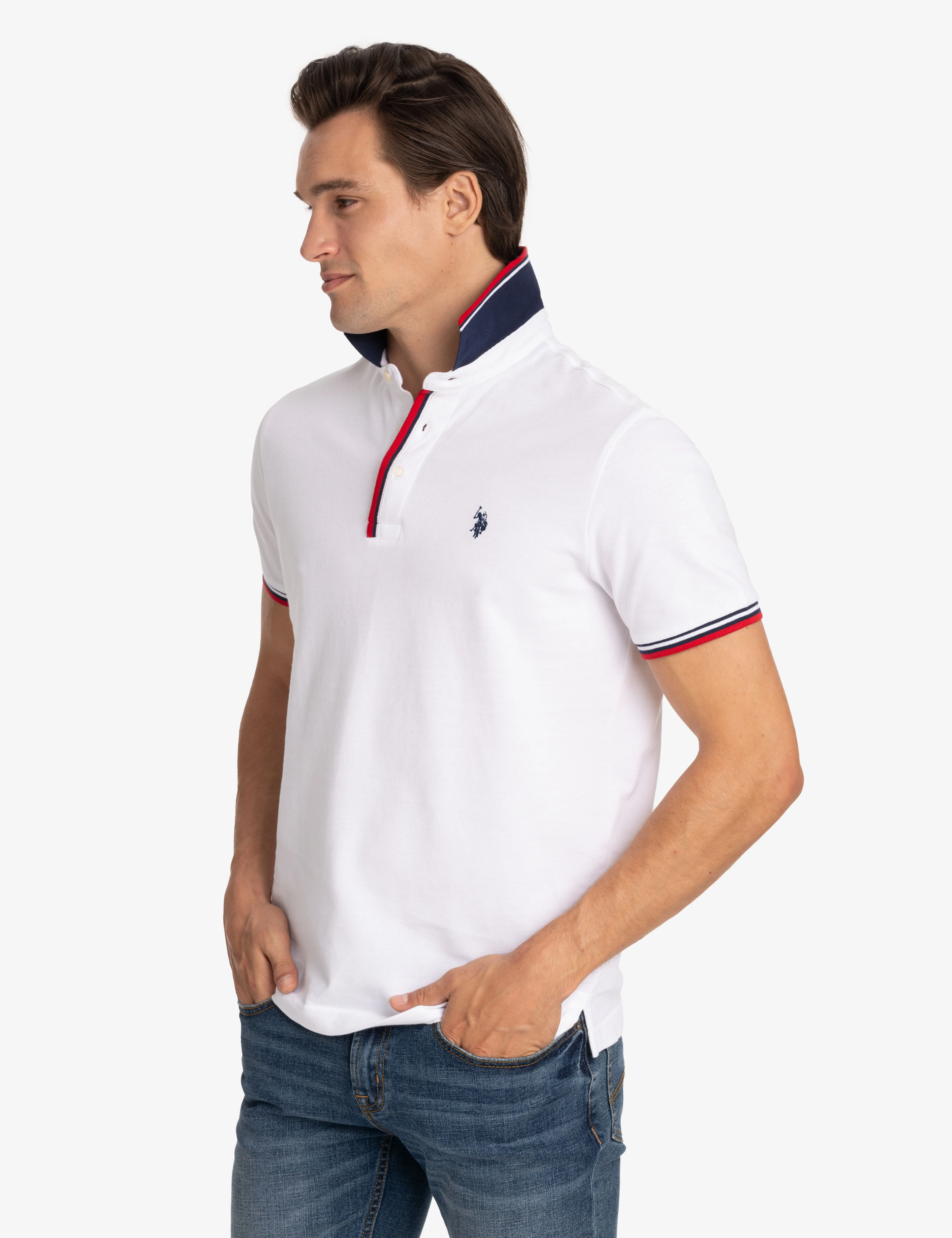 SIGNATURE STRIPE RIB TIPPED TRIM POLO SHIRT - Image 4