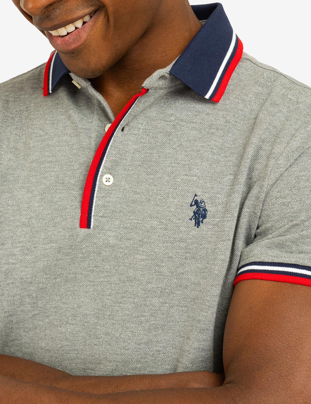 SIGNATURE STRIPE RIB TIPPED TRIM POLO SHIRT - Image 2