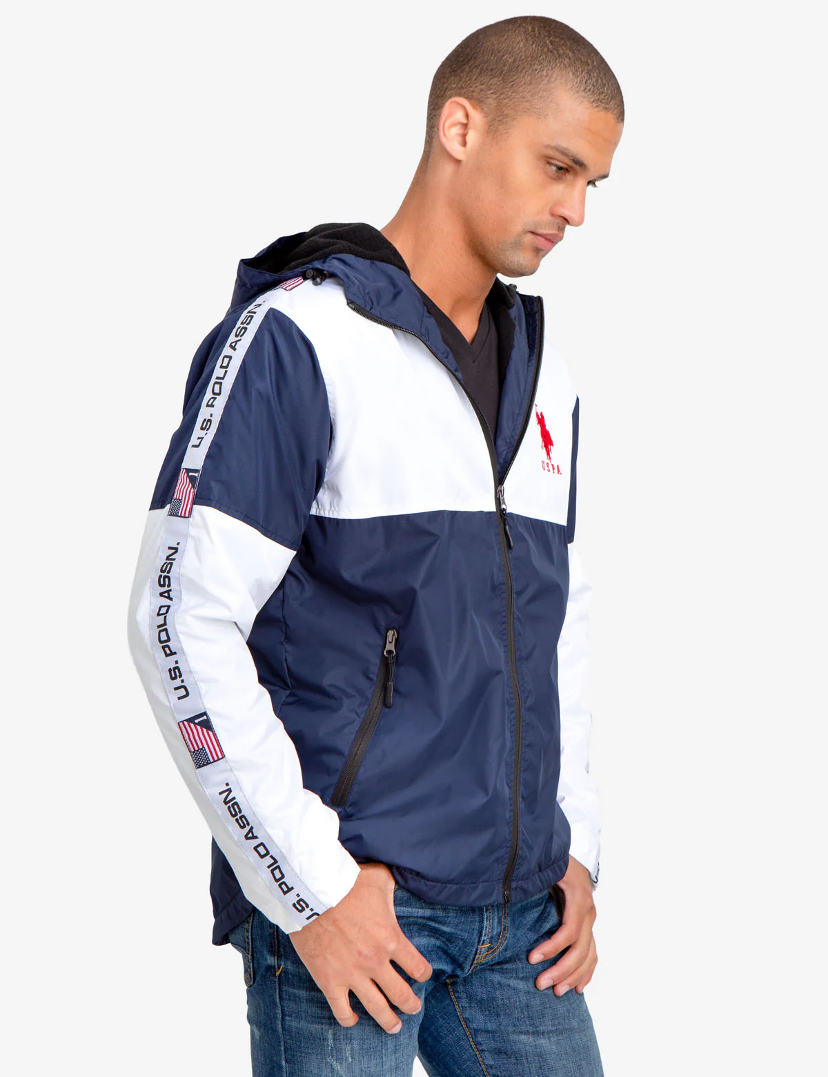 HOODED WINDBREAKER WITH U.S. POLO ASSN. SIDE TAPING - Image 3