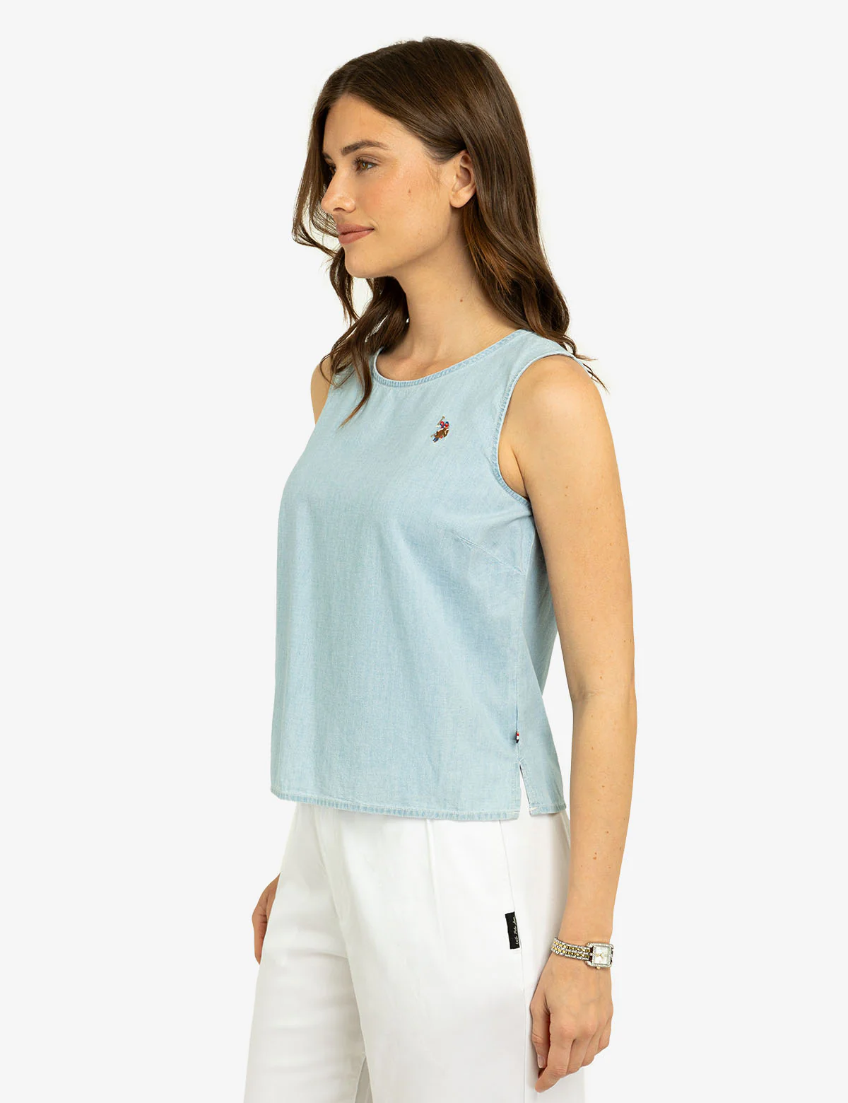 SLEEVELESS KEYHOLE BACK CROP TOP - Image 3