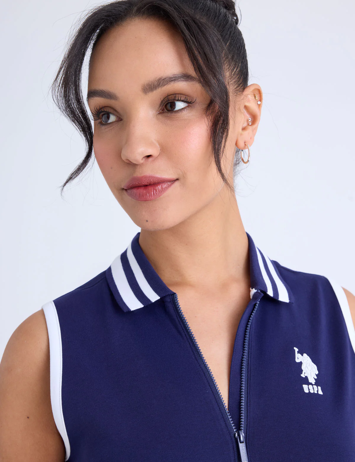 SLEEVELESS ZIP PLACKET FIT & FLARE POLO DRESS - Image 8