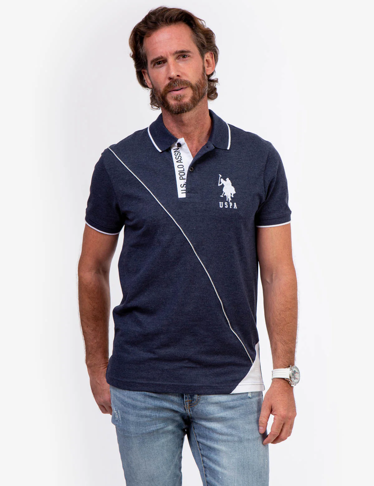 SLIM FIT COLORBLOCK PIQUE POLO SHIRT
