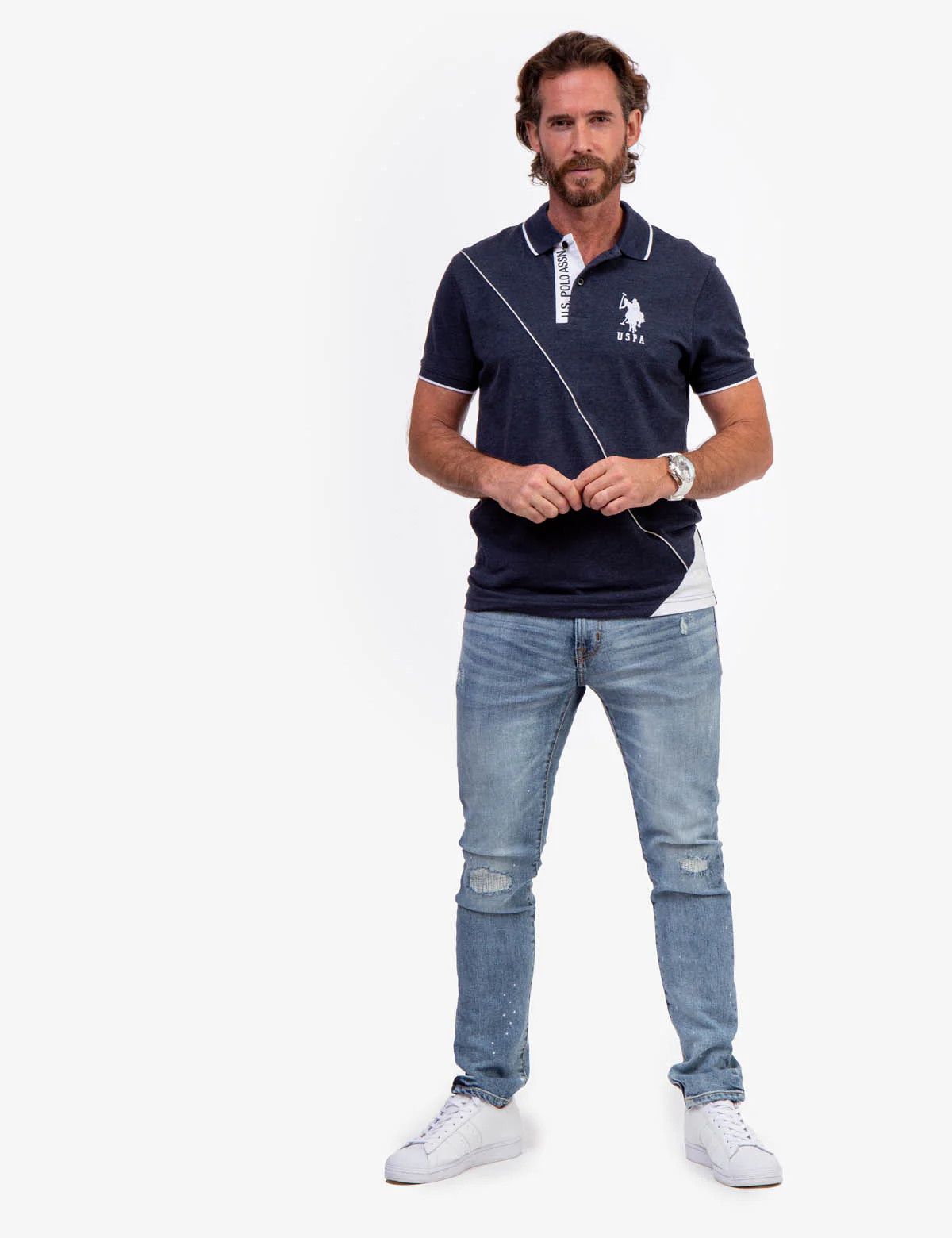 SLIM FIT COLORBLOCK PIQUE POLO SHIRT - Image 2