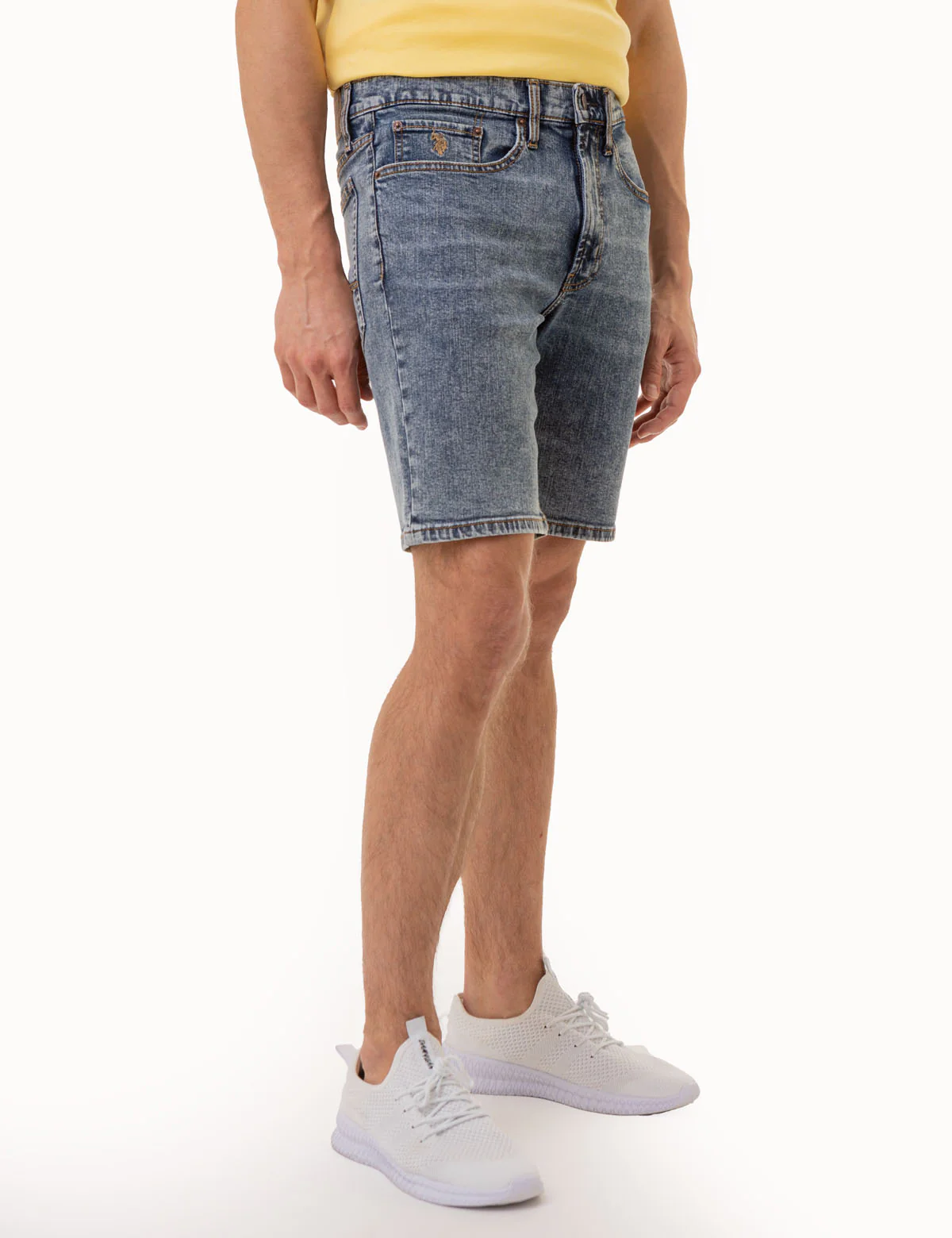 SLIM STRAIGHT 5 POCKET DENIM SHORTS - Image 2