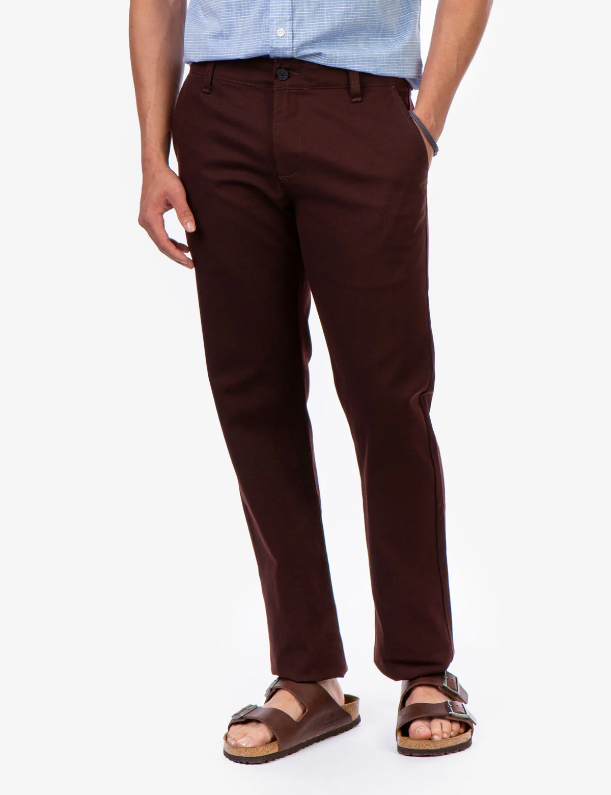 SLIM STRAIGHT TEXTURED PANTS