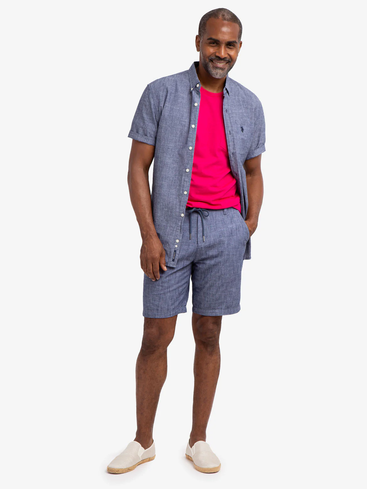 SLUB CHAMBRAY DRAWSTRING SHORTS - Image 2
