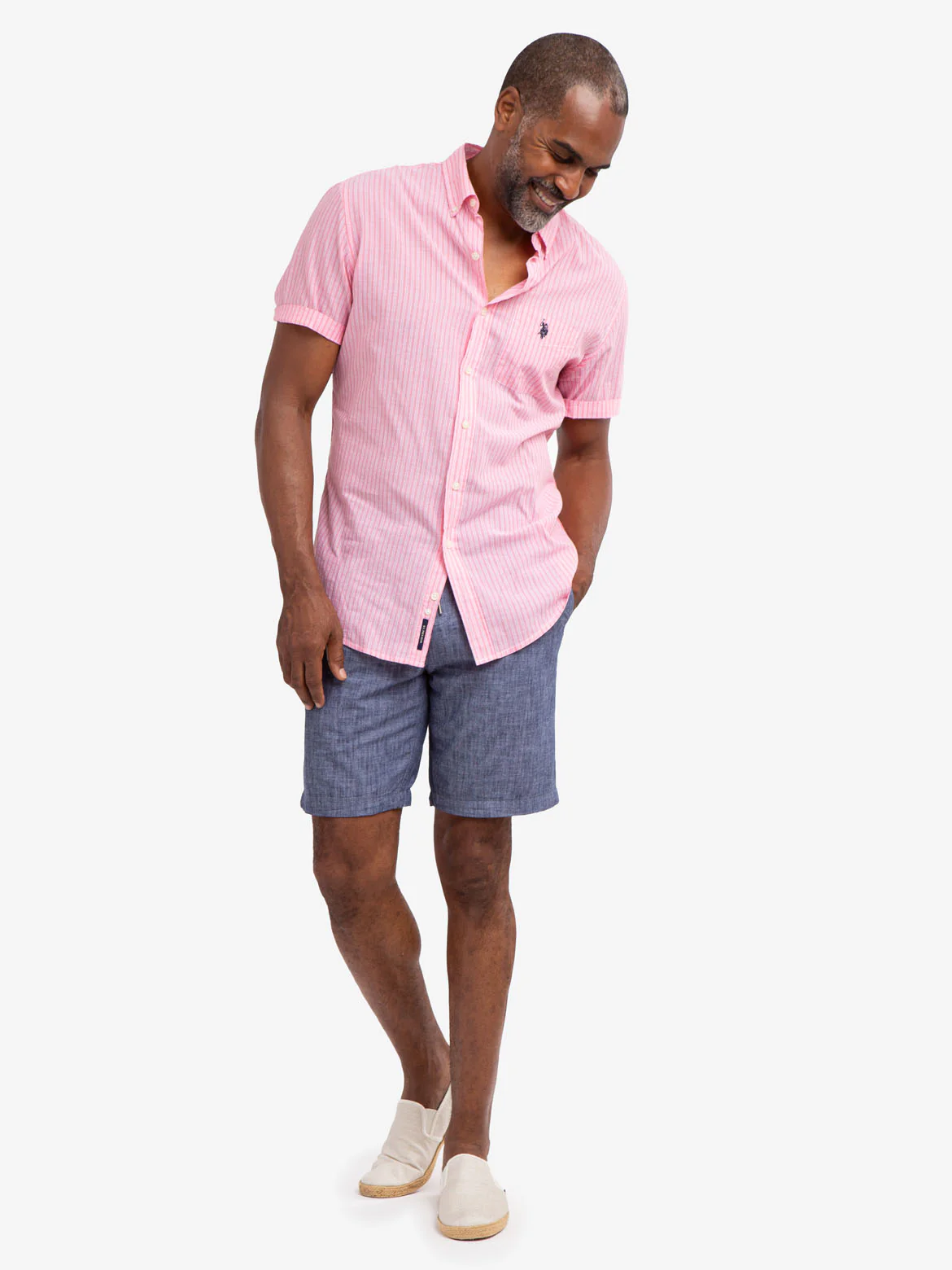 SLUB CHAMBRAY DRAWSTRING SHORTS - Image 5