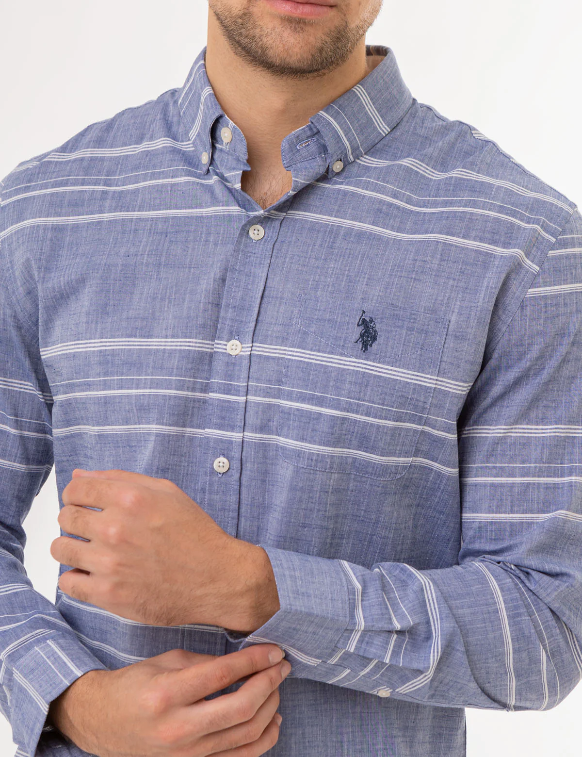 SLUB POPLIN LONG SLEEVE STRIPED SHIRT - Image 2