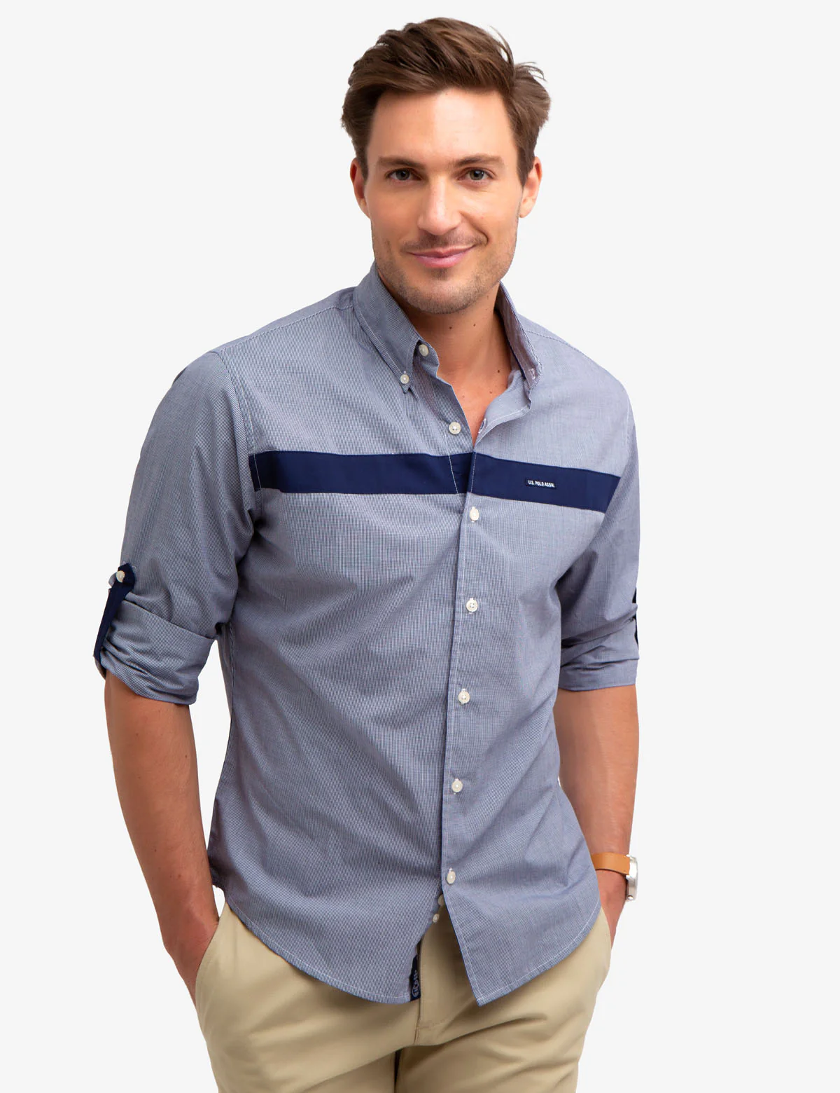 NO-TUCK HORIZONTAL STRIPE SHIRT