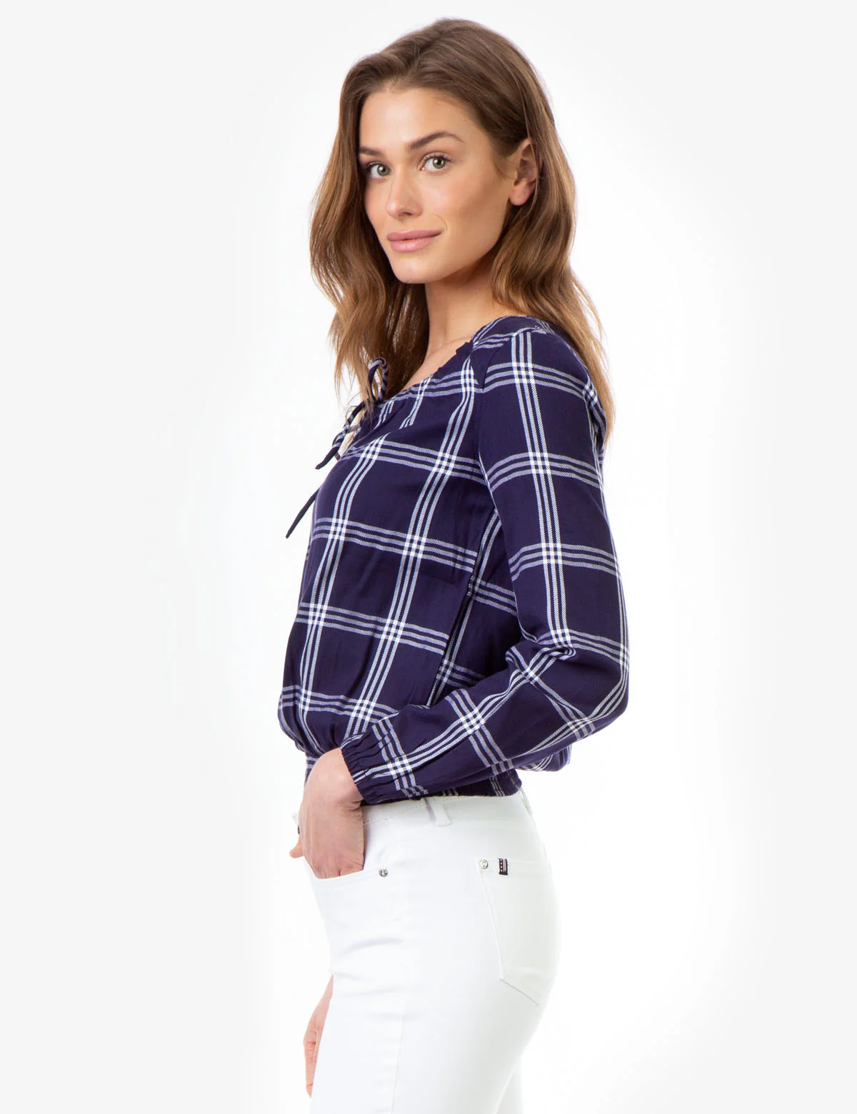 SMOCKED PLAID SHIRT - Image 4
