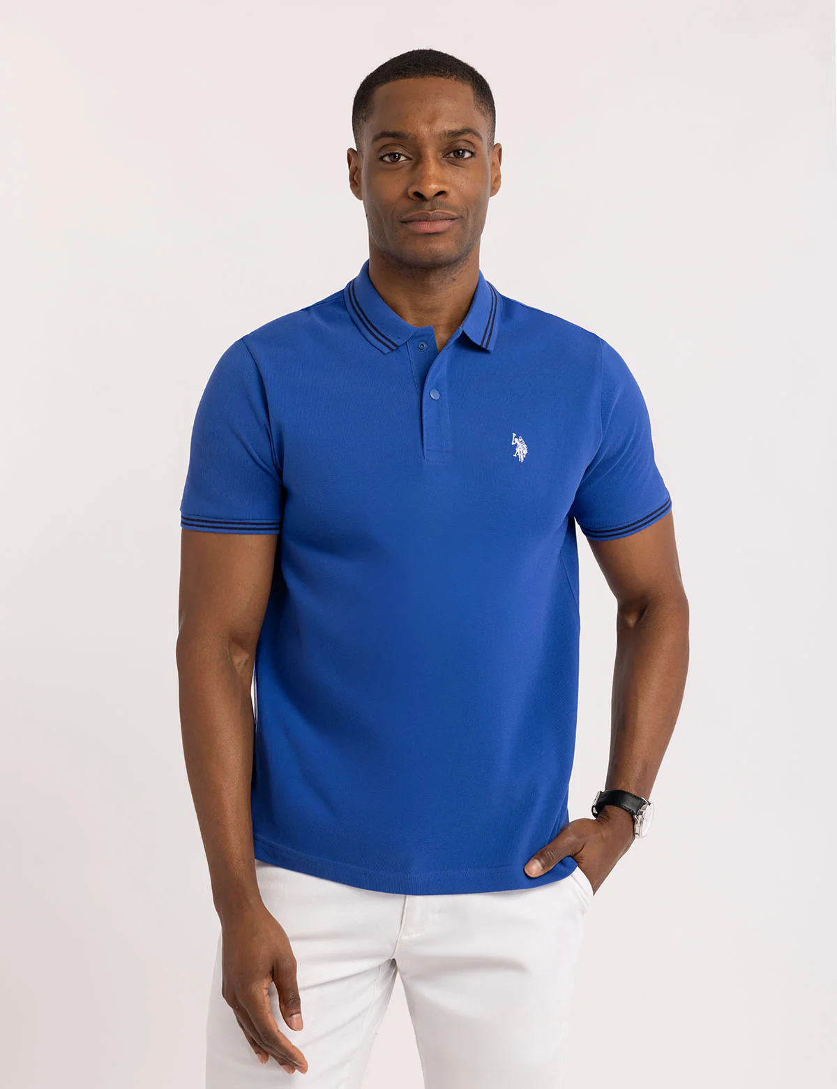 SNAP BUTTON TIPPED PIQUE POLO SHIRT - Image 3