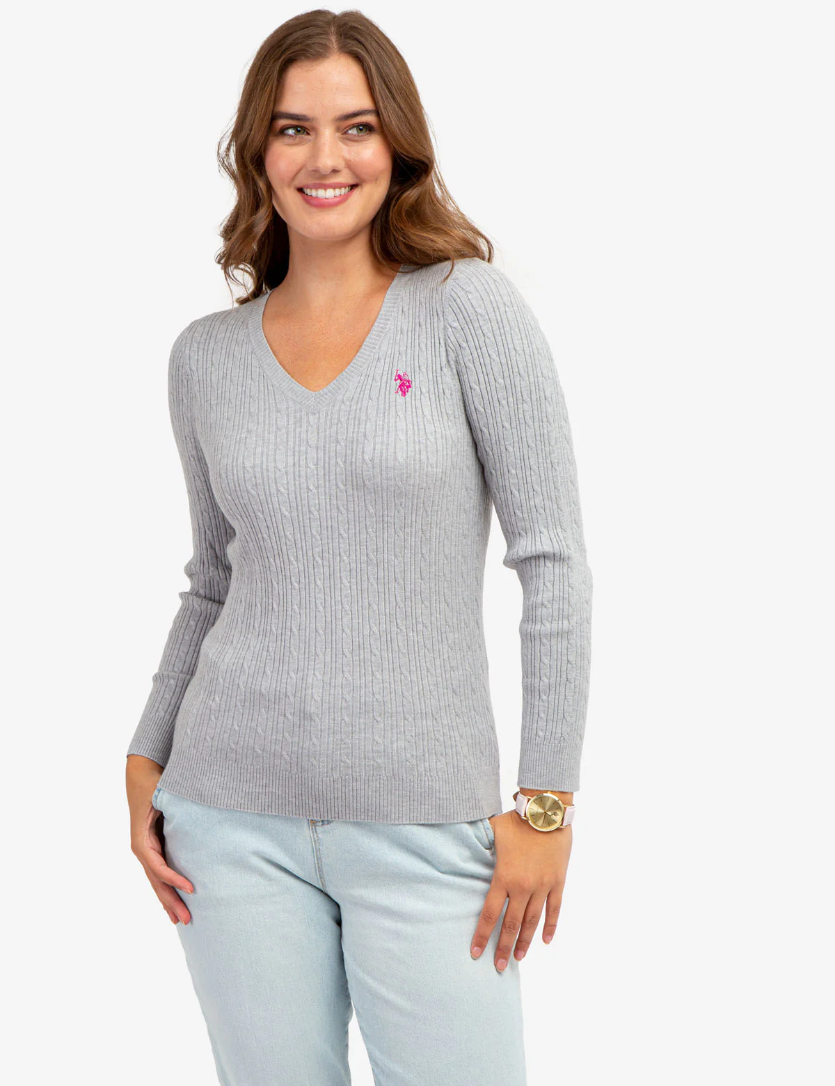 SOFT CABLE V-NECK SWEATER - Image 14