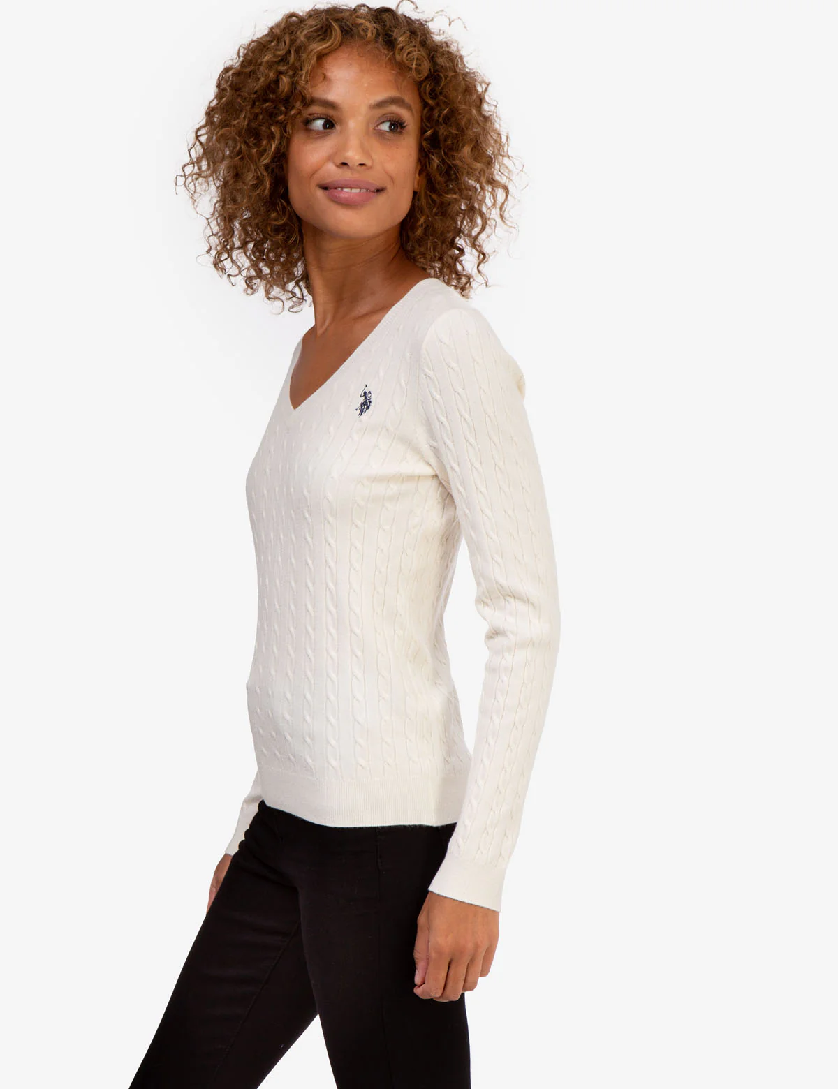 SOFT CABLE V-NECK SWEATER - Image 9