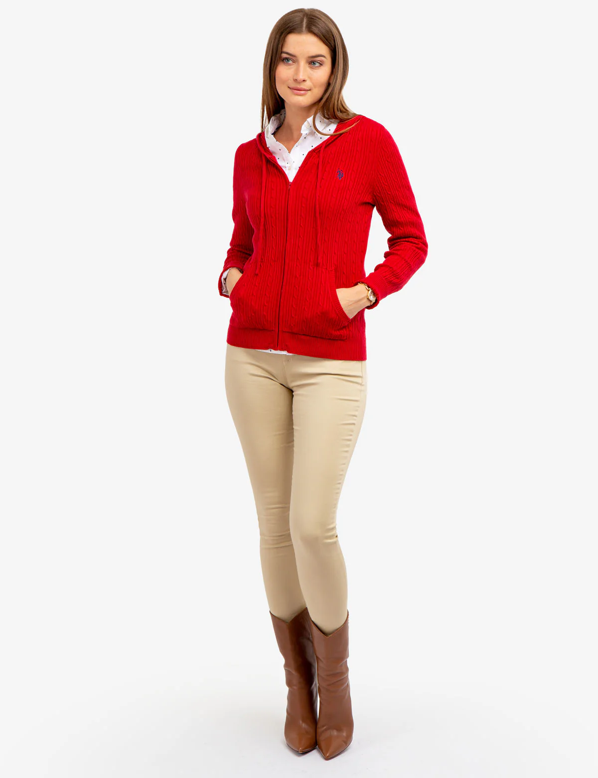SOFT CABLE ZIP UP SWEATER WITH HOOD - Image 2