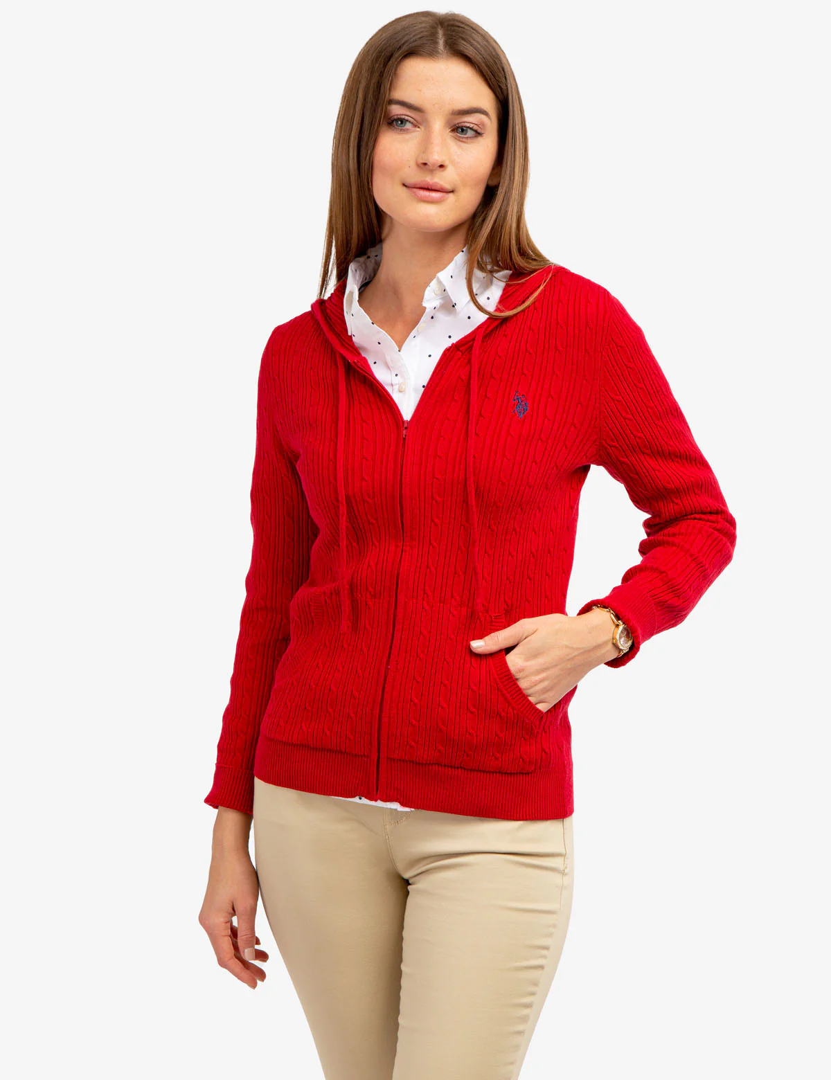 SOFT CABLE ZIP UP SWEATER WITH HOOD - Image 4
