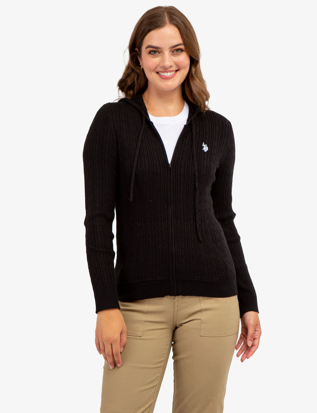 SOFT CABLE ZIP UP SWEATER WITH HOOD - Image 5