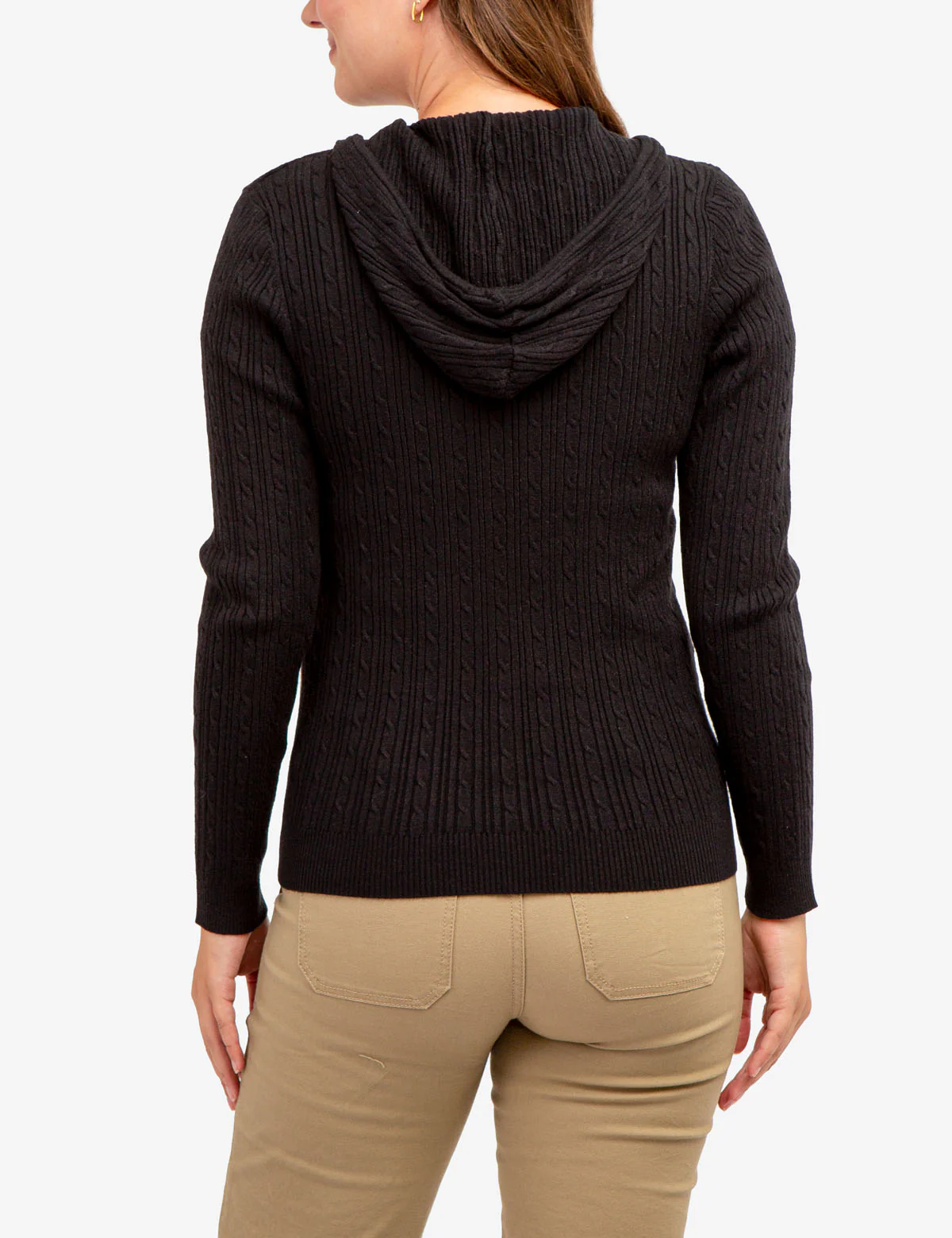 SOFT CABLE ZIP UP SWEATER WITH HOOD - Image 7