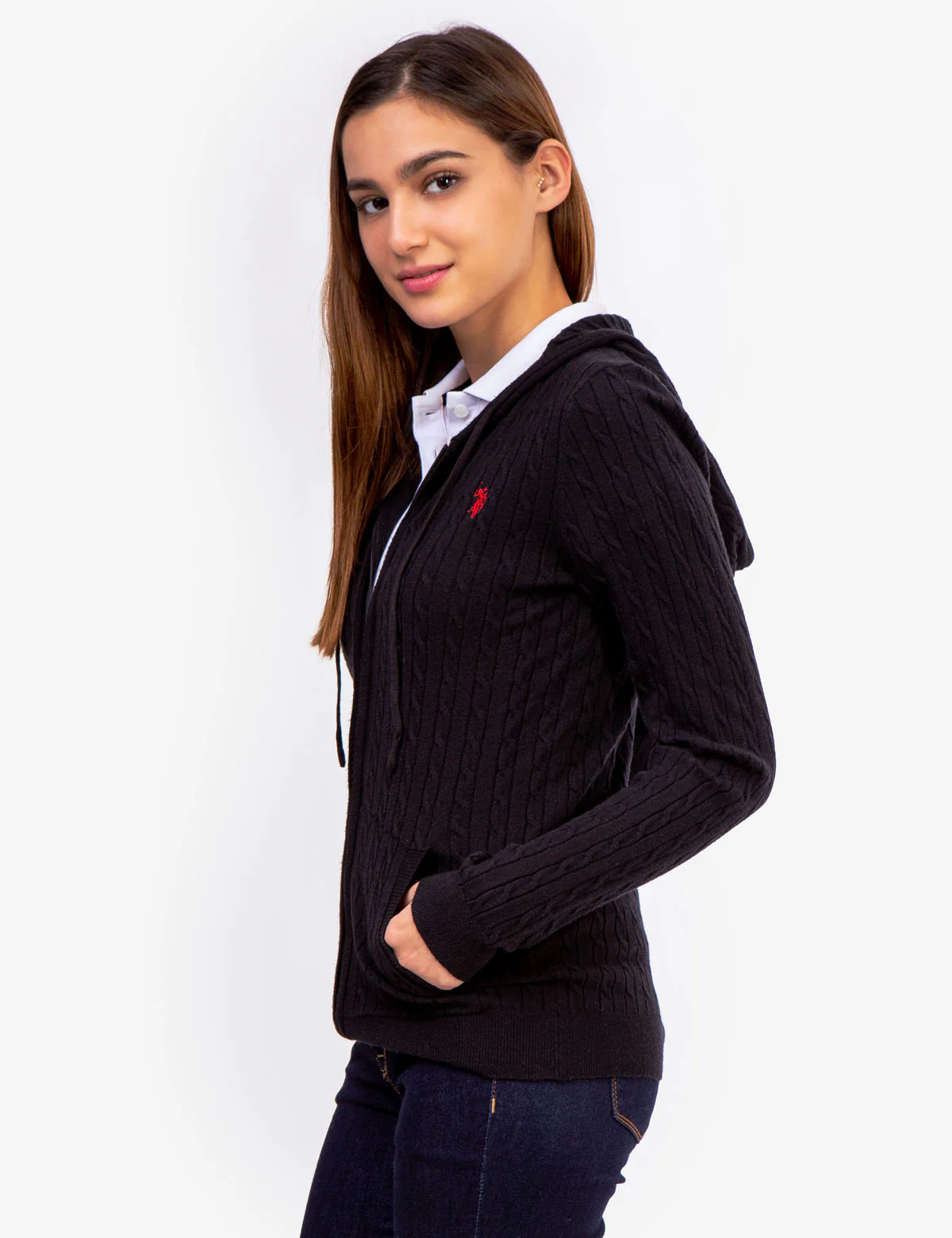 SOFT CABLE ZIP UP SWEATER WITH HOOD - Image 22