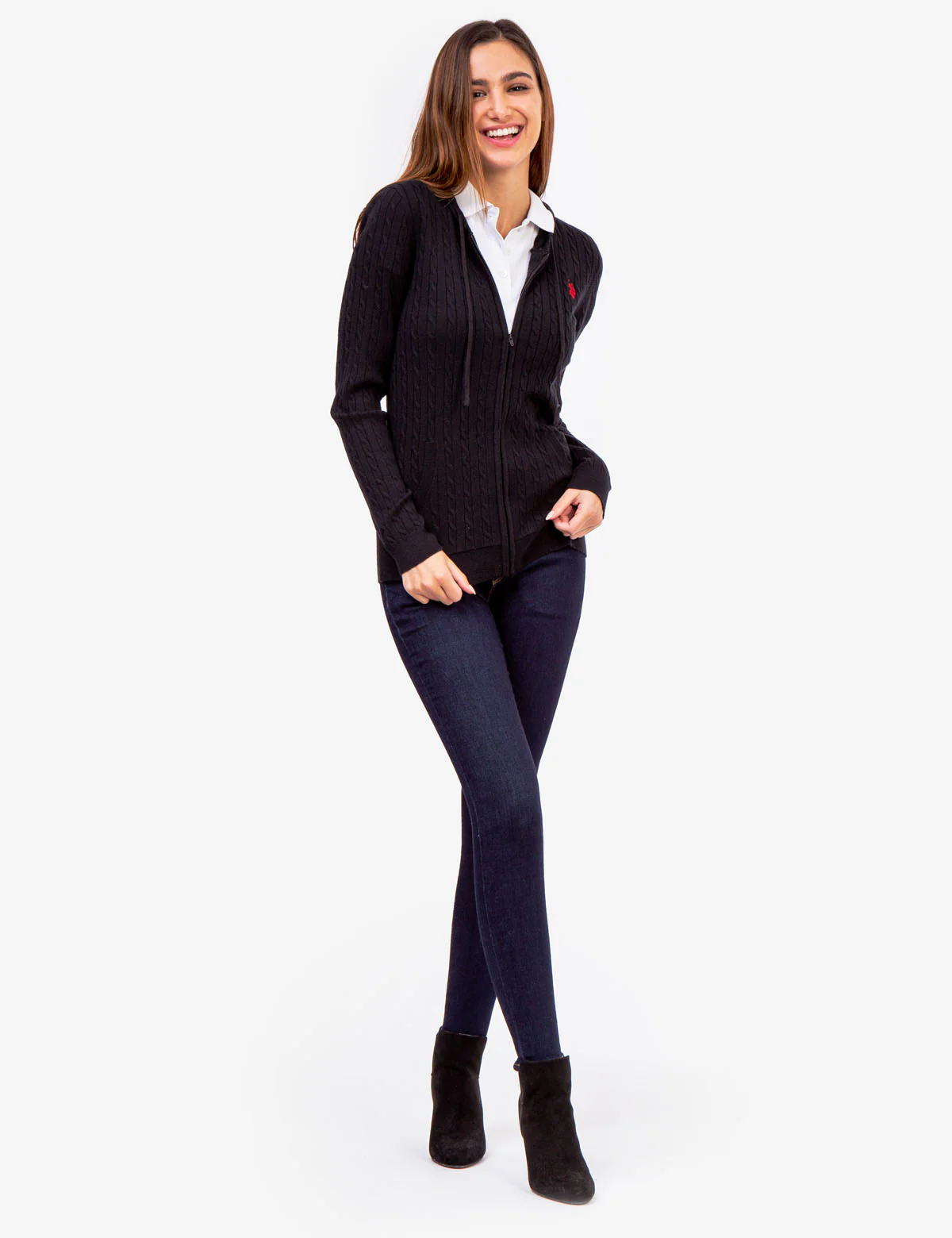 SOFT CABLE ZIP UP SWEATER WITH HOOD - Image 24