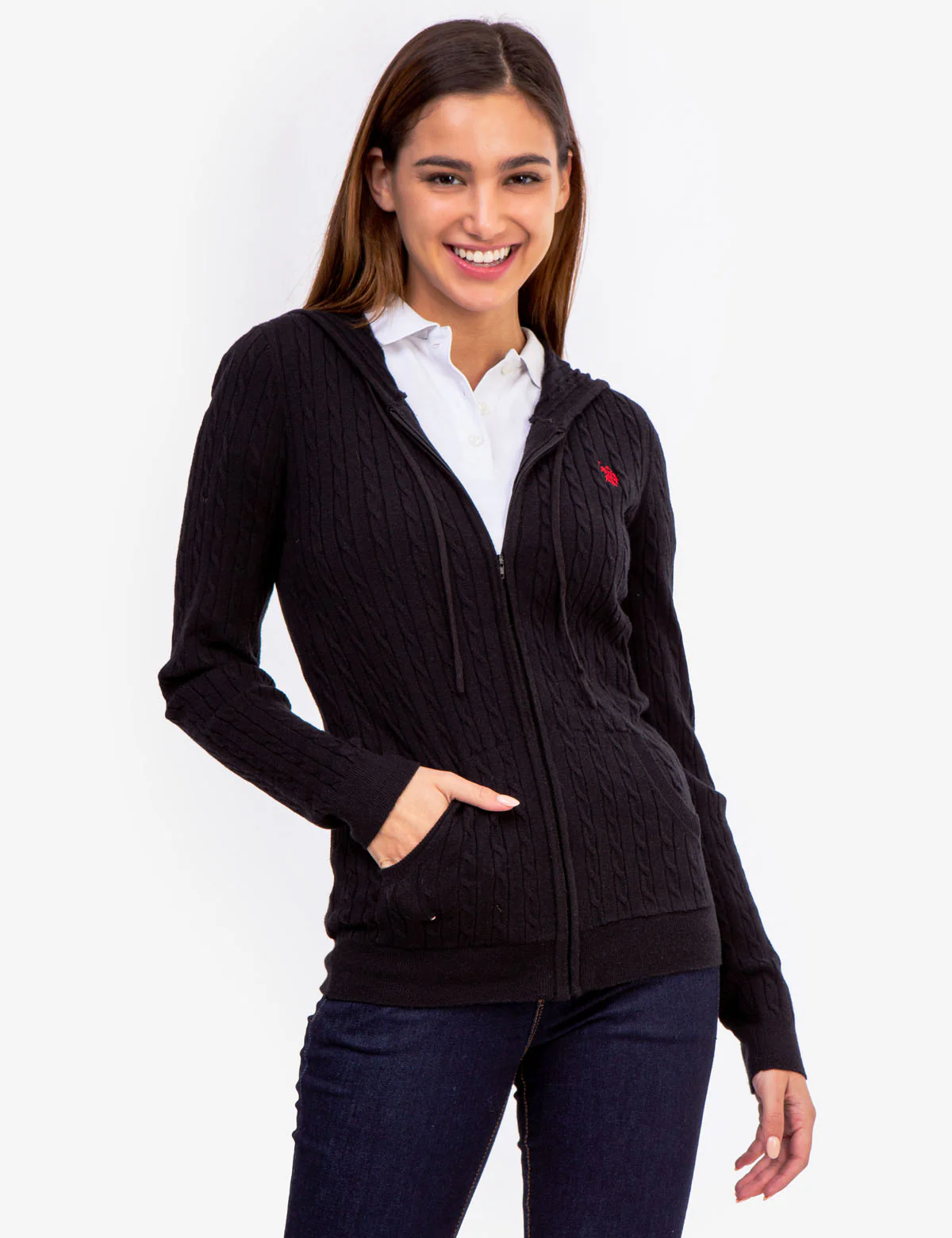 SOFT CABLE ZIP UP SWEATER WITH HOOD - Image 25