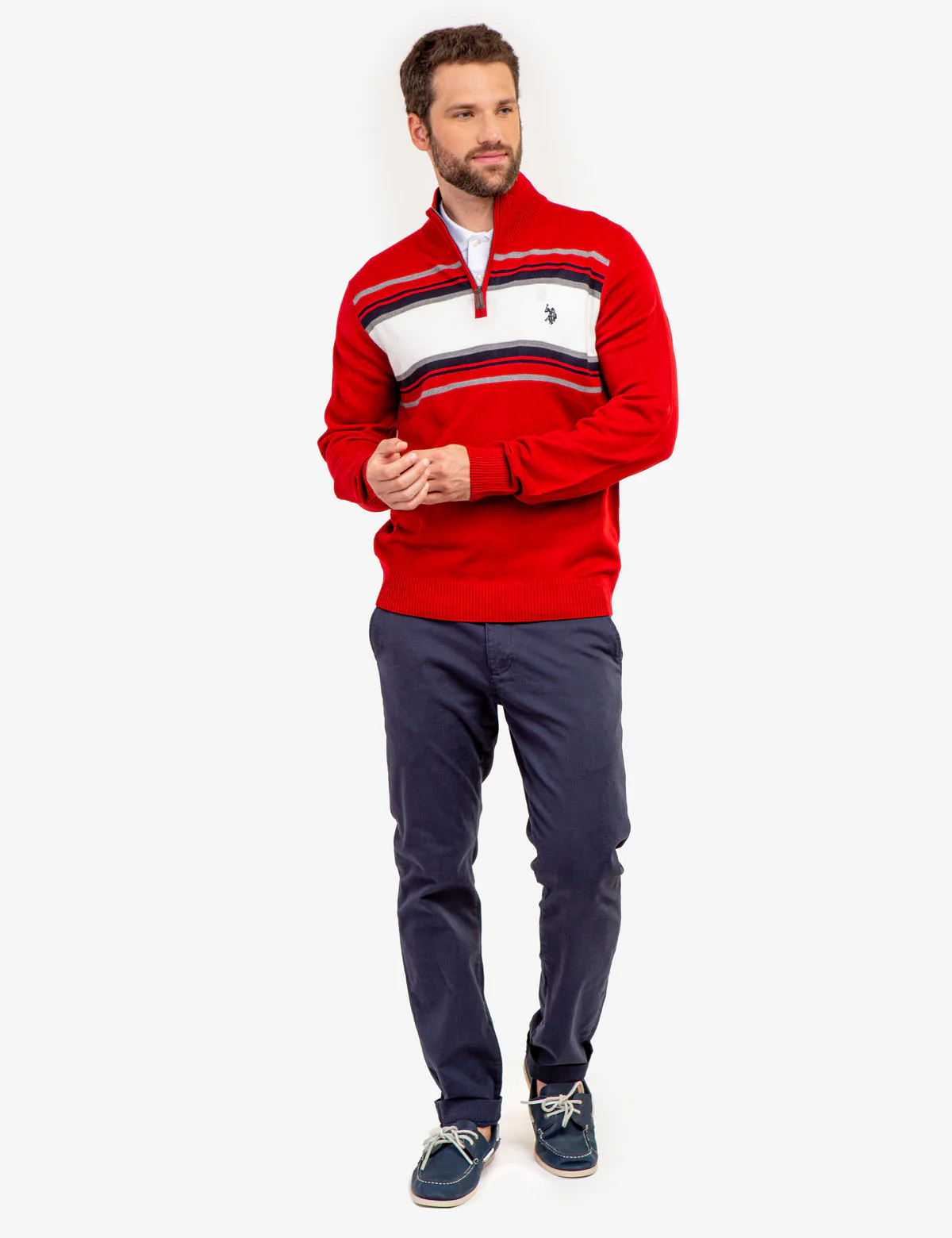 SOFT CHEST STRIPE 1/4 ZIP SWEATER - Image 5