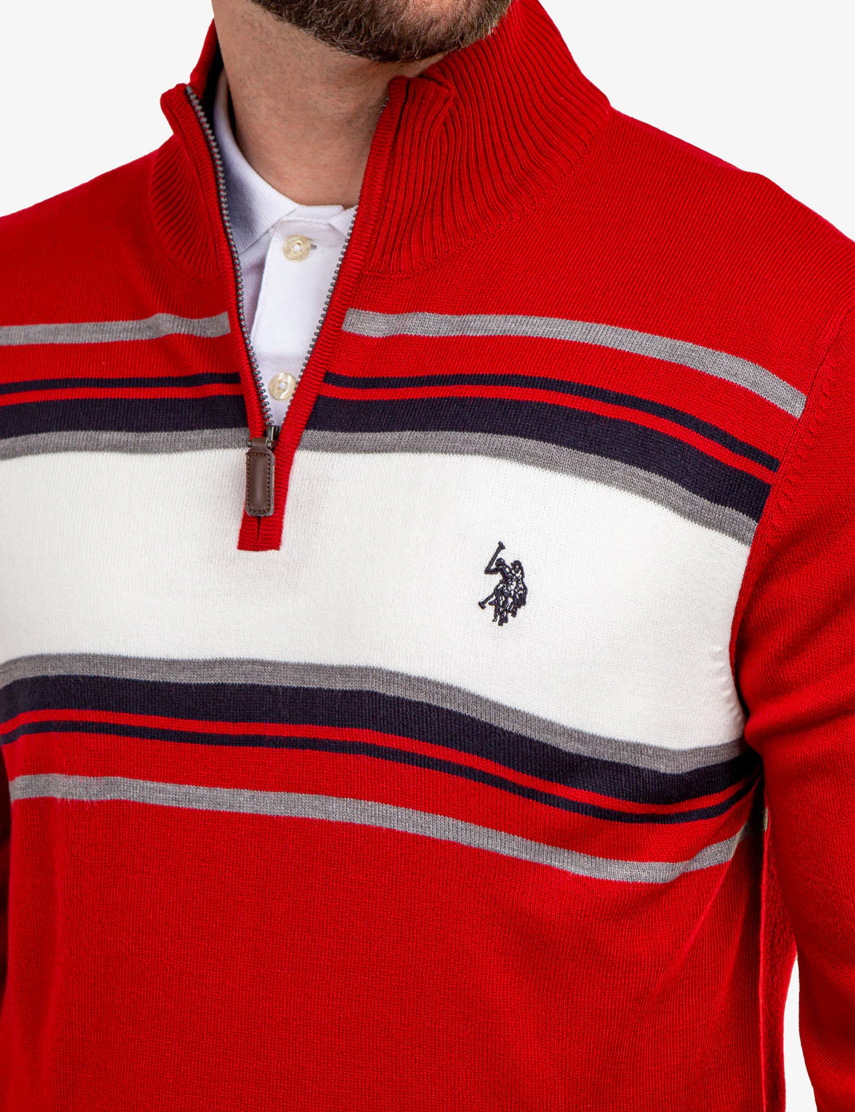SOFT CHEST STRIPE 1/4 ZIP SWEATER - Image 6