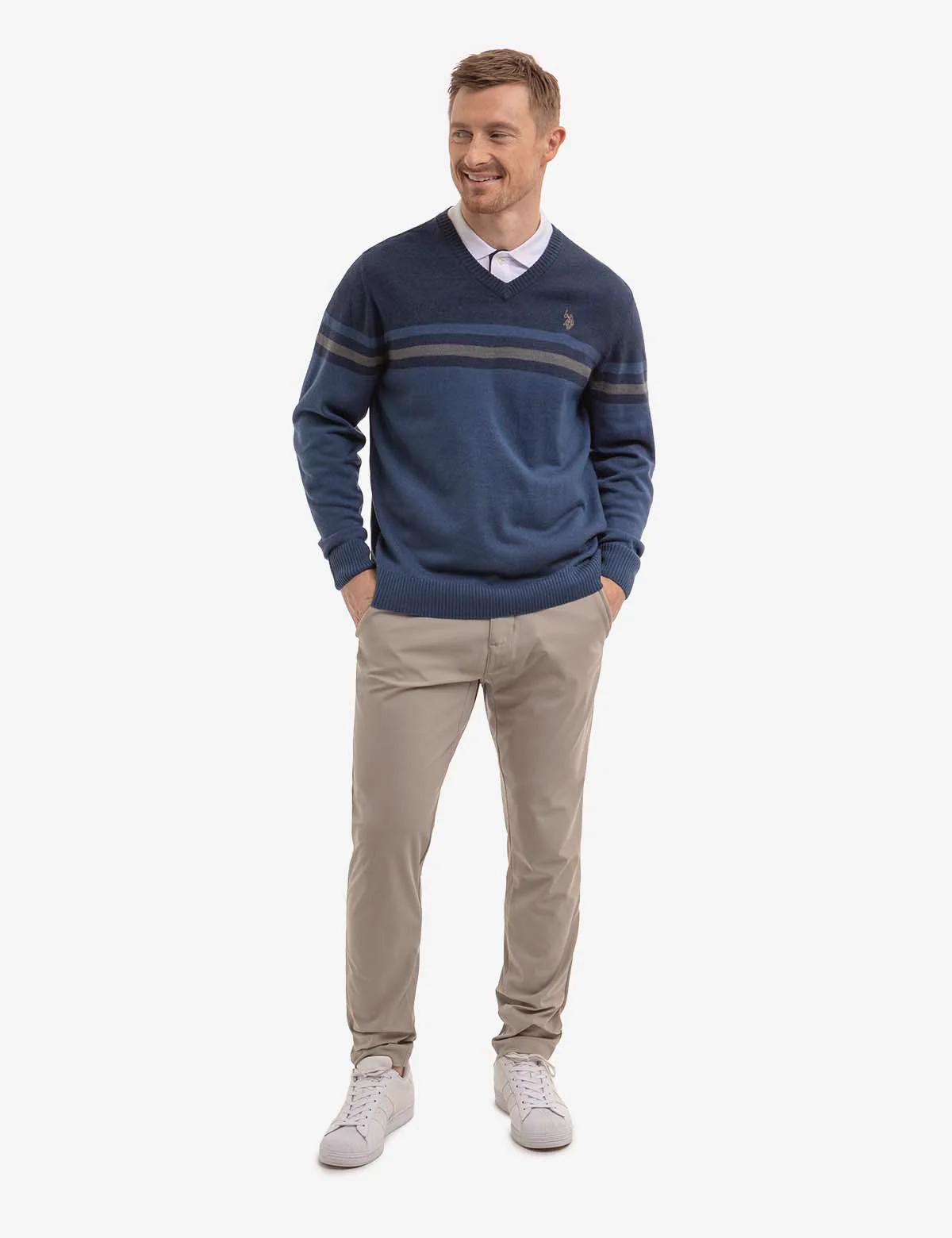 SOFT ENGINEERED STRIPE V-NECK SWEATER - Image 6