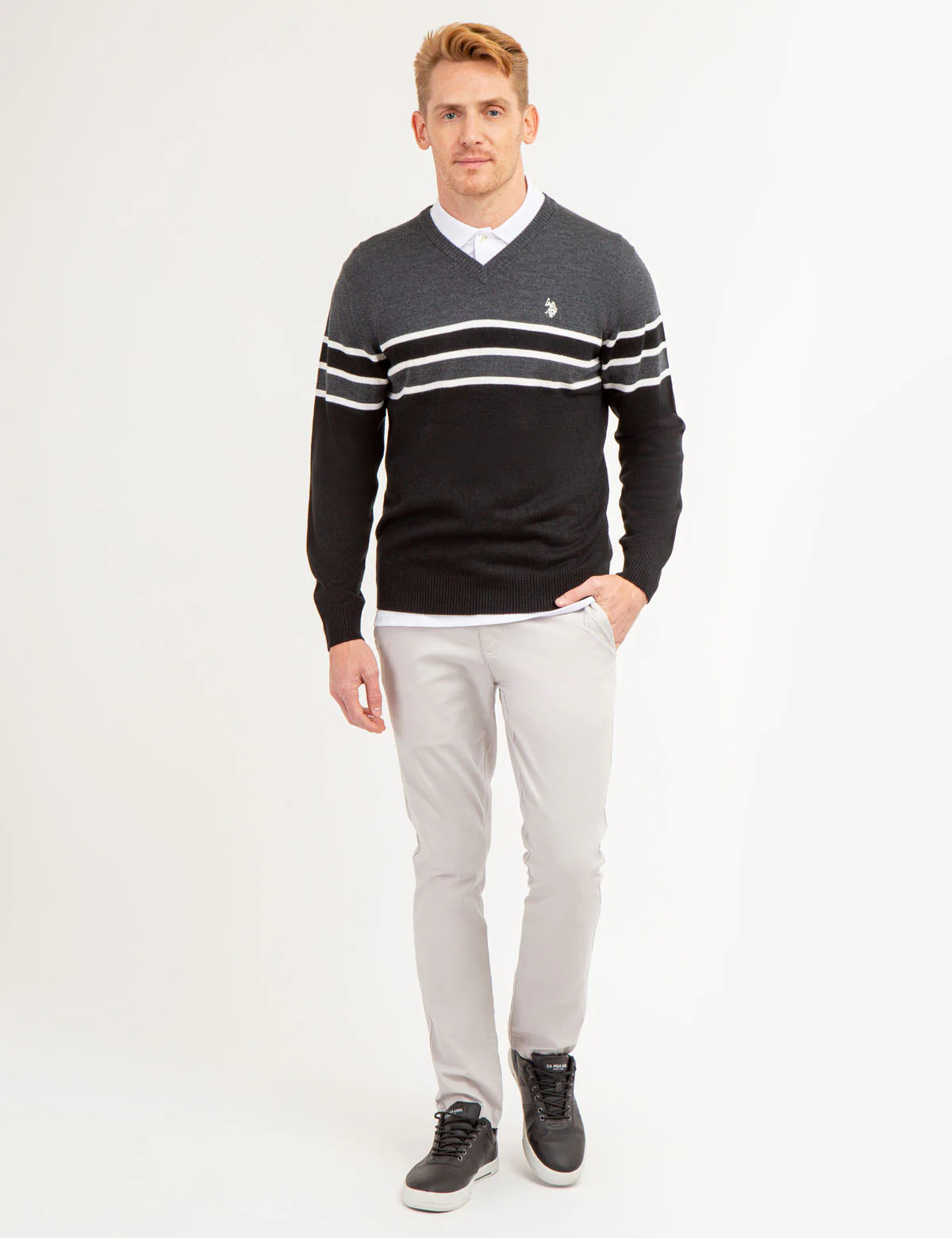 SOFT STRIPE V- NECK SWEATER - Image 2