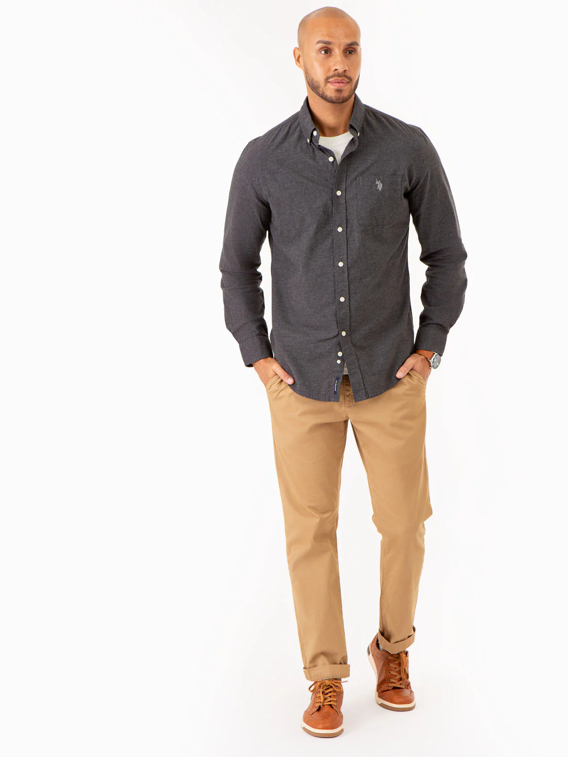 SOLID BRUSHED HEATHER LONG SLEEVE SHIRT - Image 6