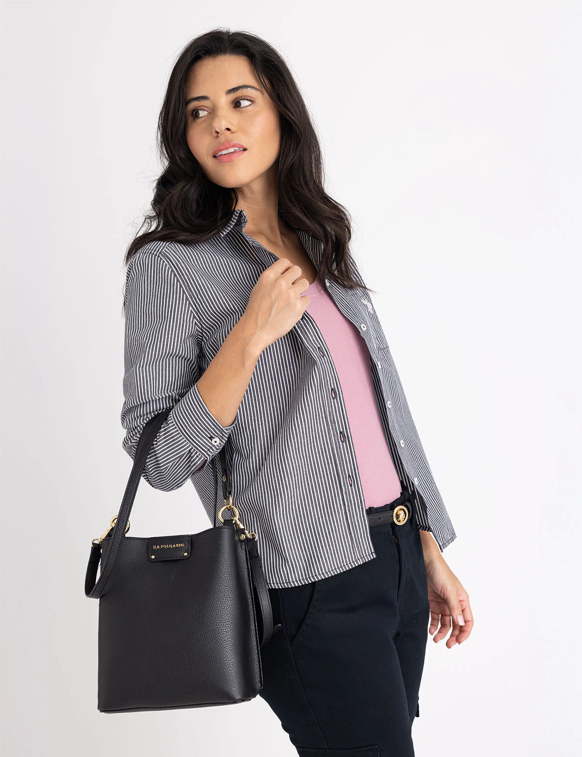 SOLID BUCKET BAG WITH CROSSBODY STRAP - Image 6