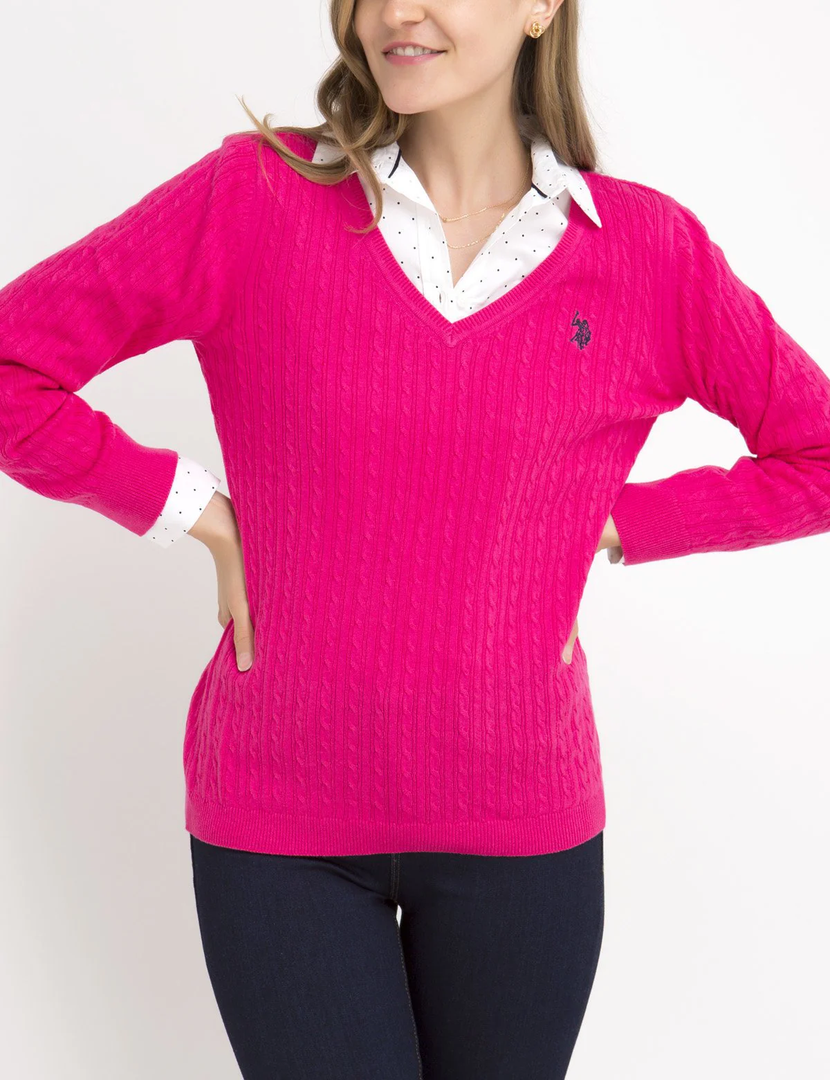 SOLID CABLE V-NECK SWEATER - Image 10