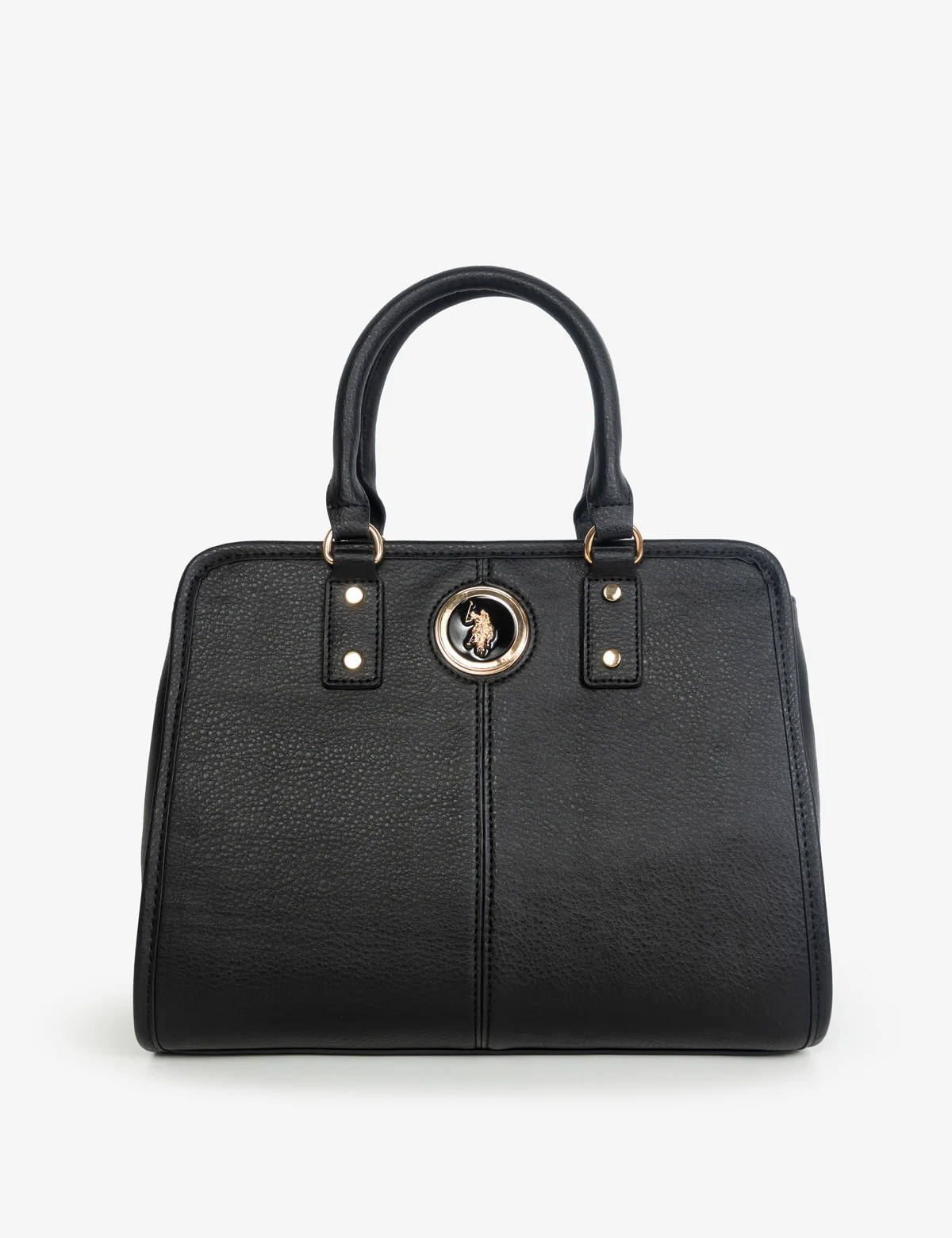 SOLID ENAMEL SATCHEL BAG WITH CROSSBODY STRAP
