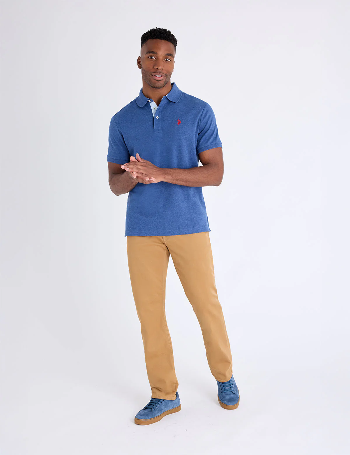 SOLID INTERLOCK POLO SHIRT WITH WOVEN TRIM - Image 3