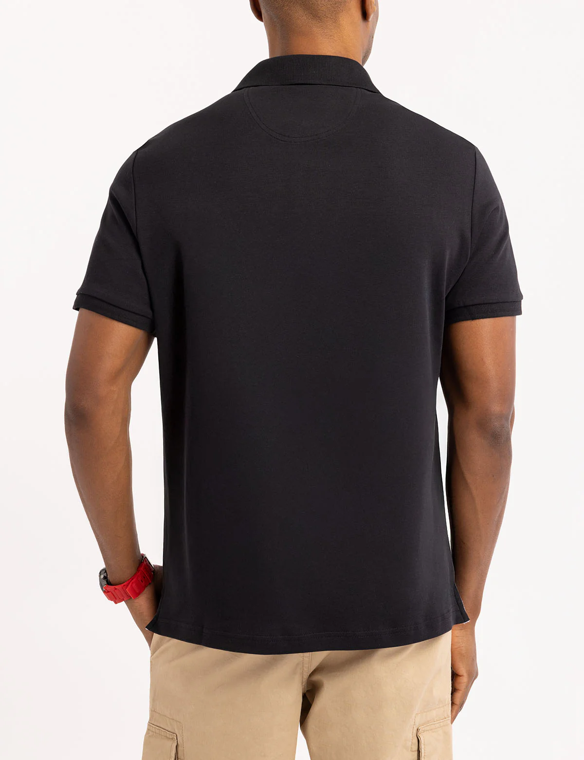 SOLID INTERLOCK POLO SHIRT WITH WOVEN TRIM - Image 11
